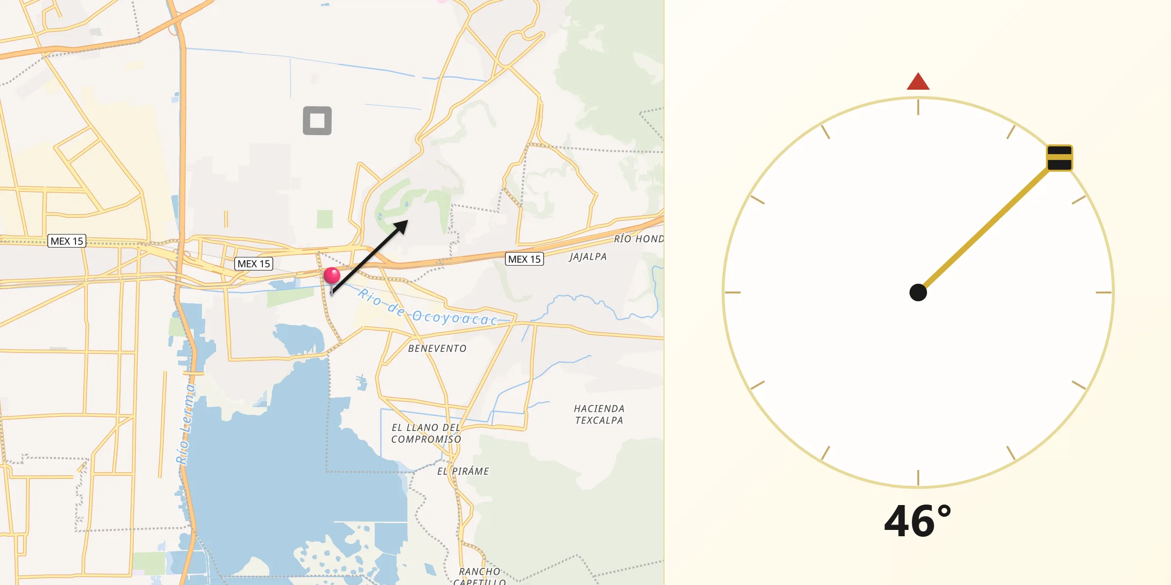 Dirección de la Qibla desde San Antonio el Llanito