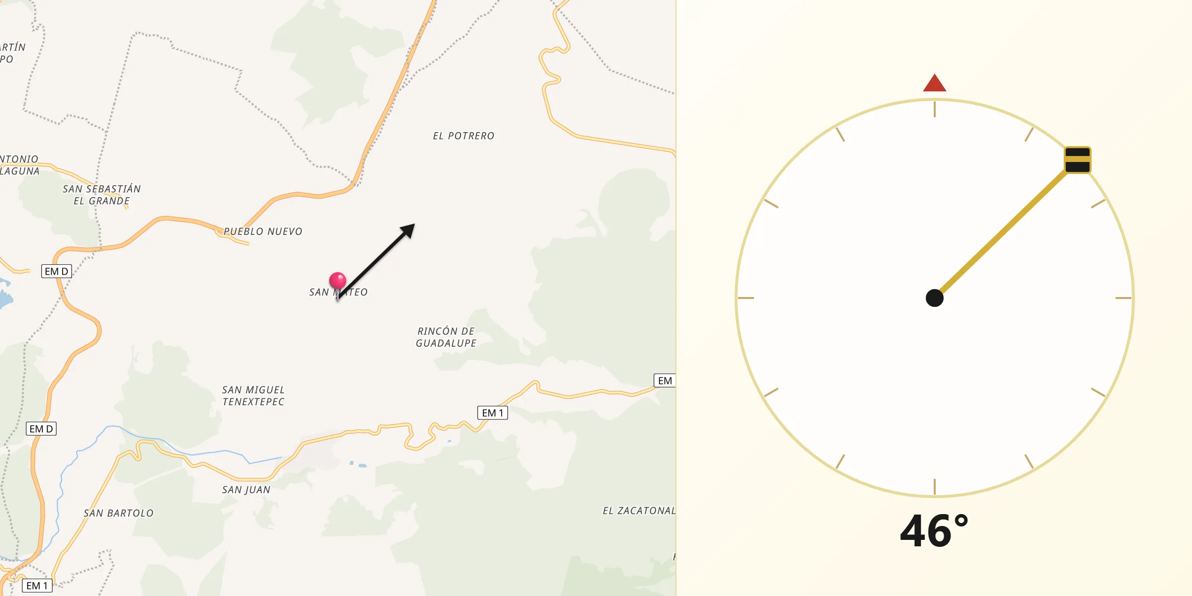 Dirección de la Qibla desde San Mateo