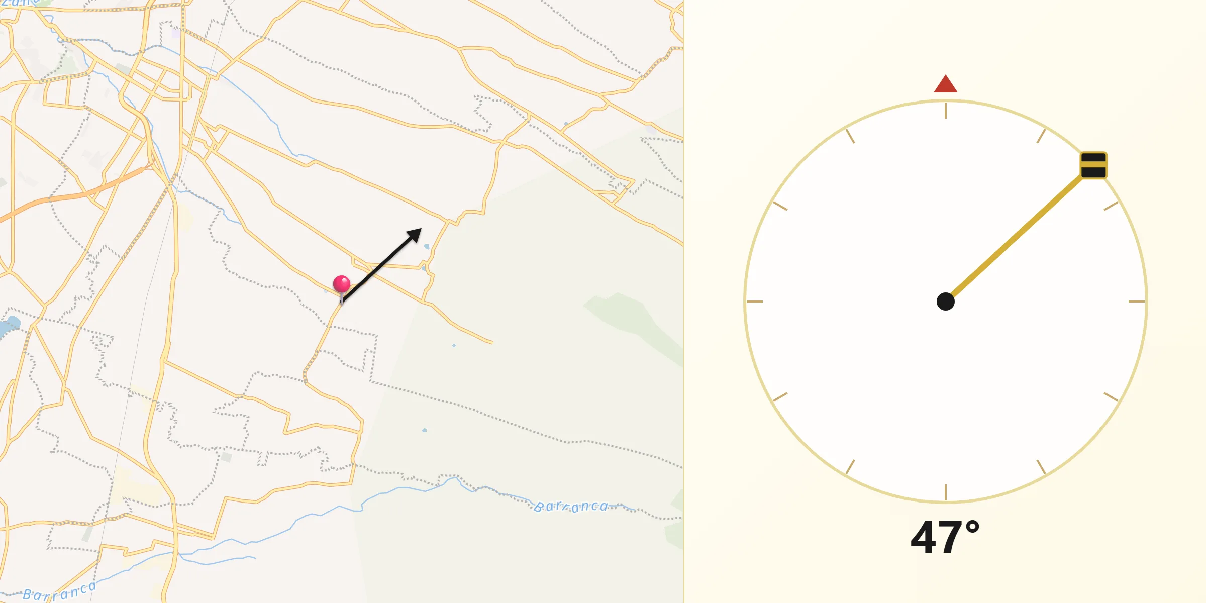 Dirección de la Qibla desde San Pedro Muñoztla