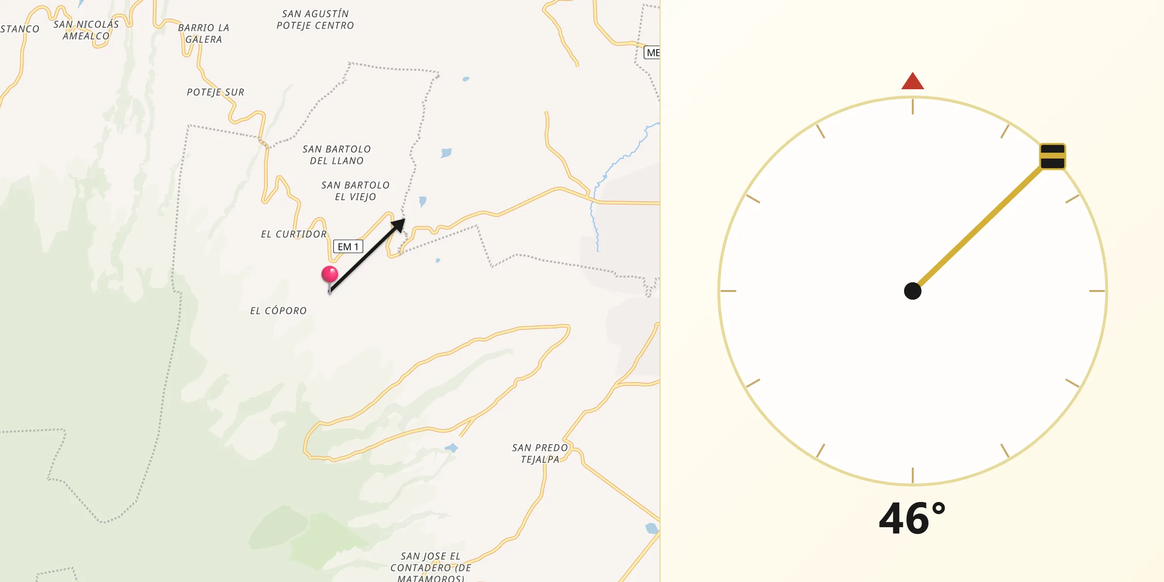 Dirección de la Qibla desde Barrio de México