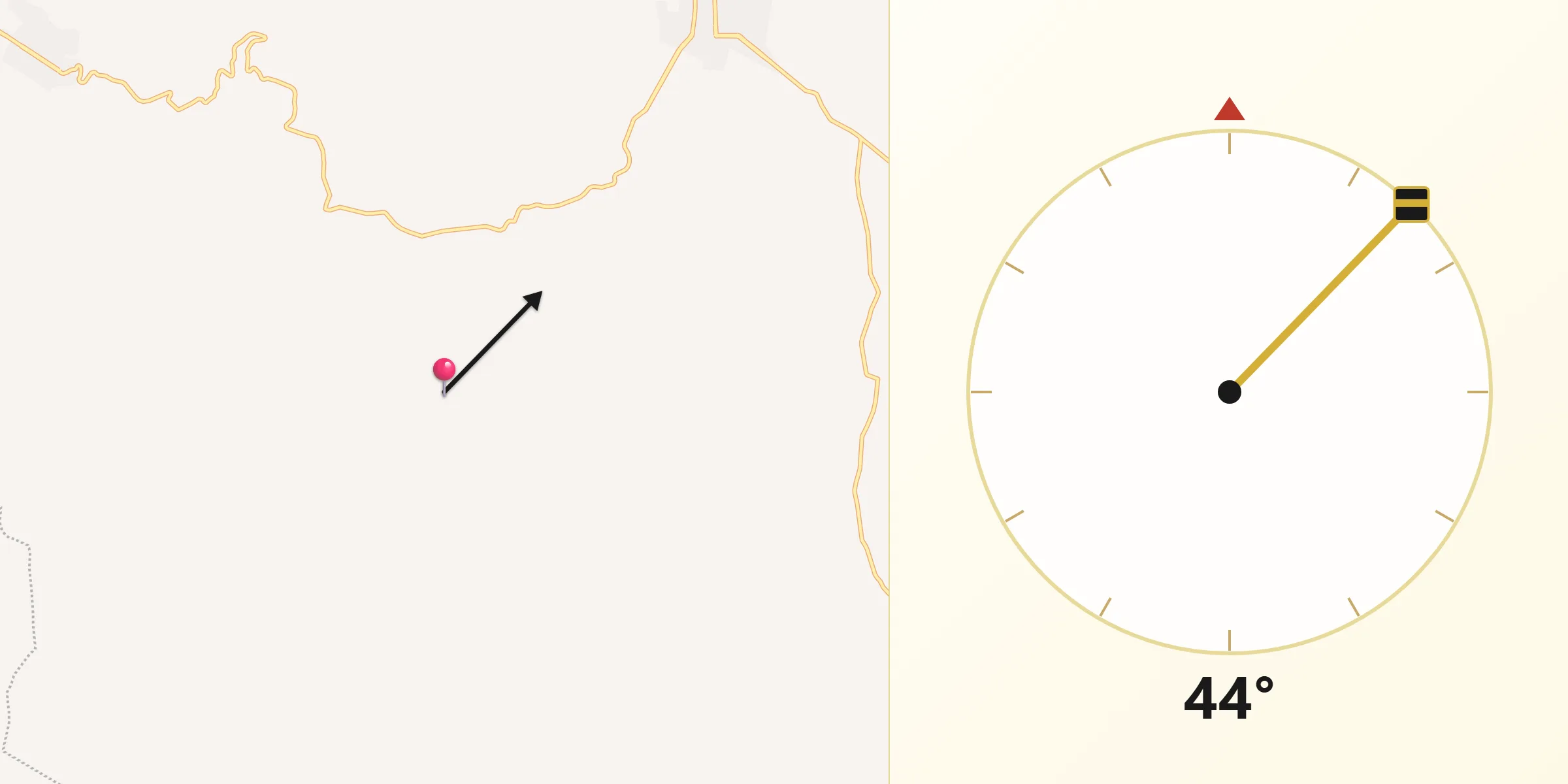 Dirección de la Qibla desde Ciudad Santa Catarina