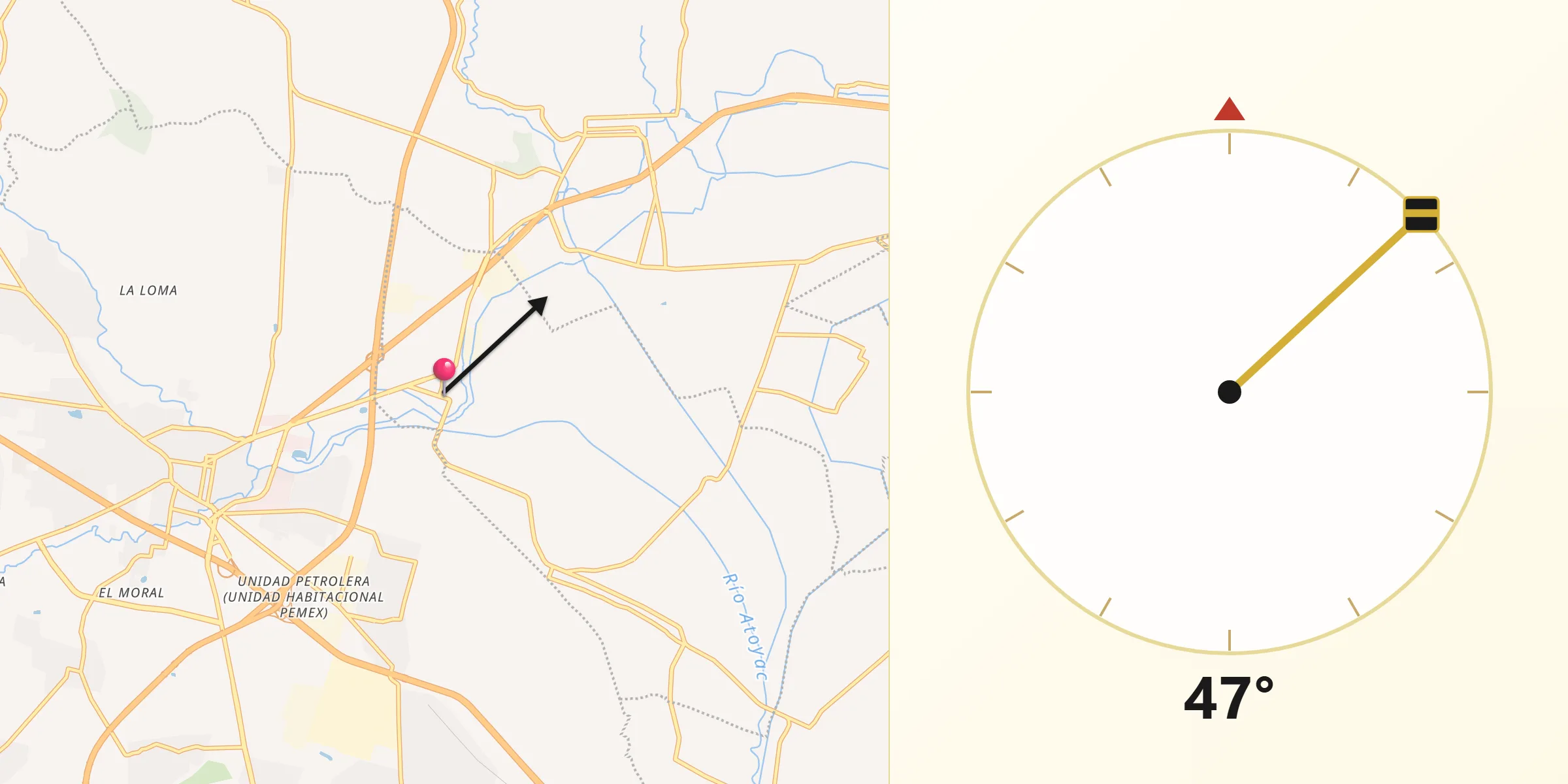 Dirección de la Qibla desde Villa Alta