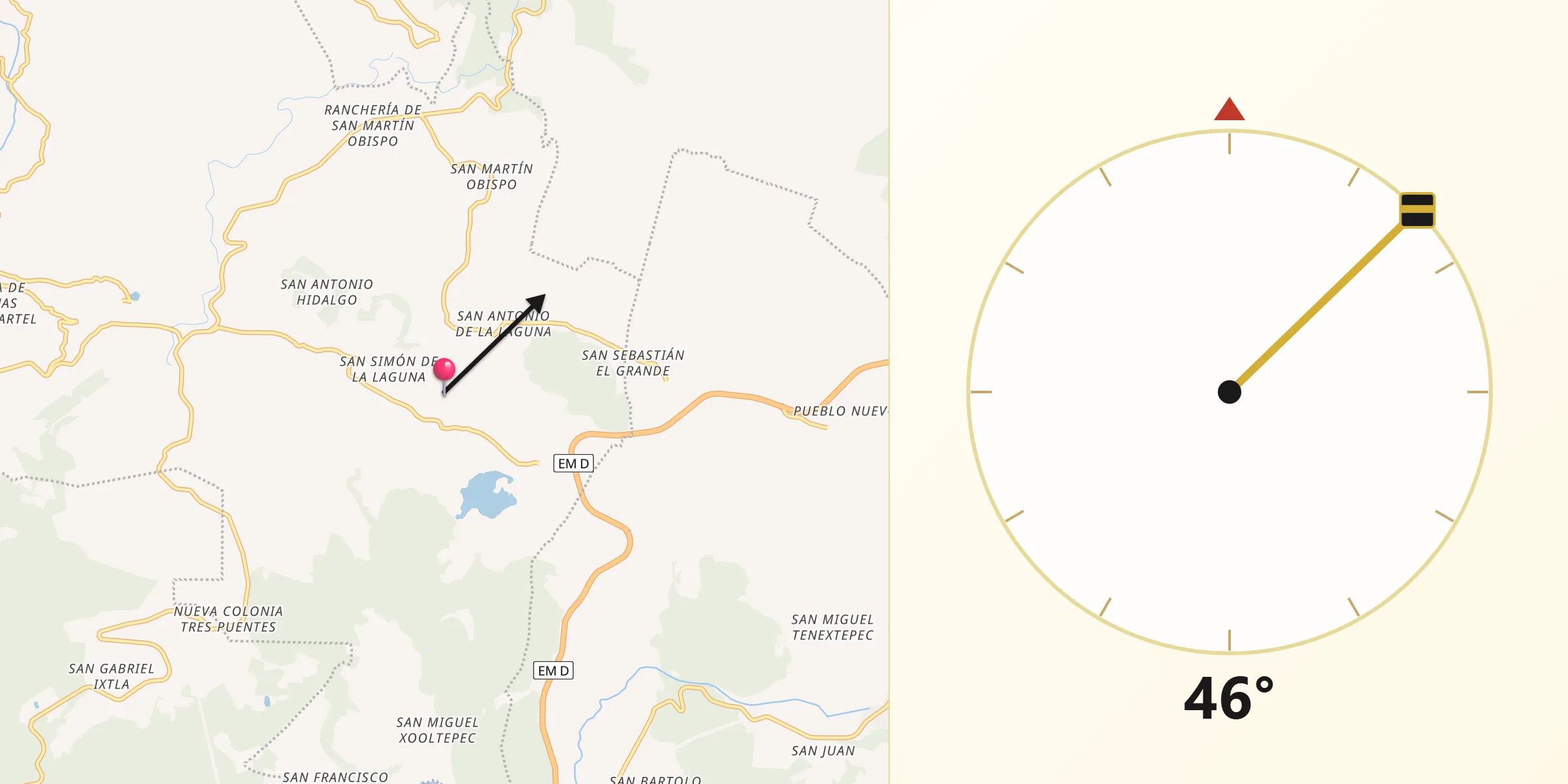Dirección de la Qibla desde San Simón de la Laguna