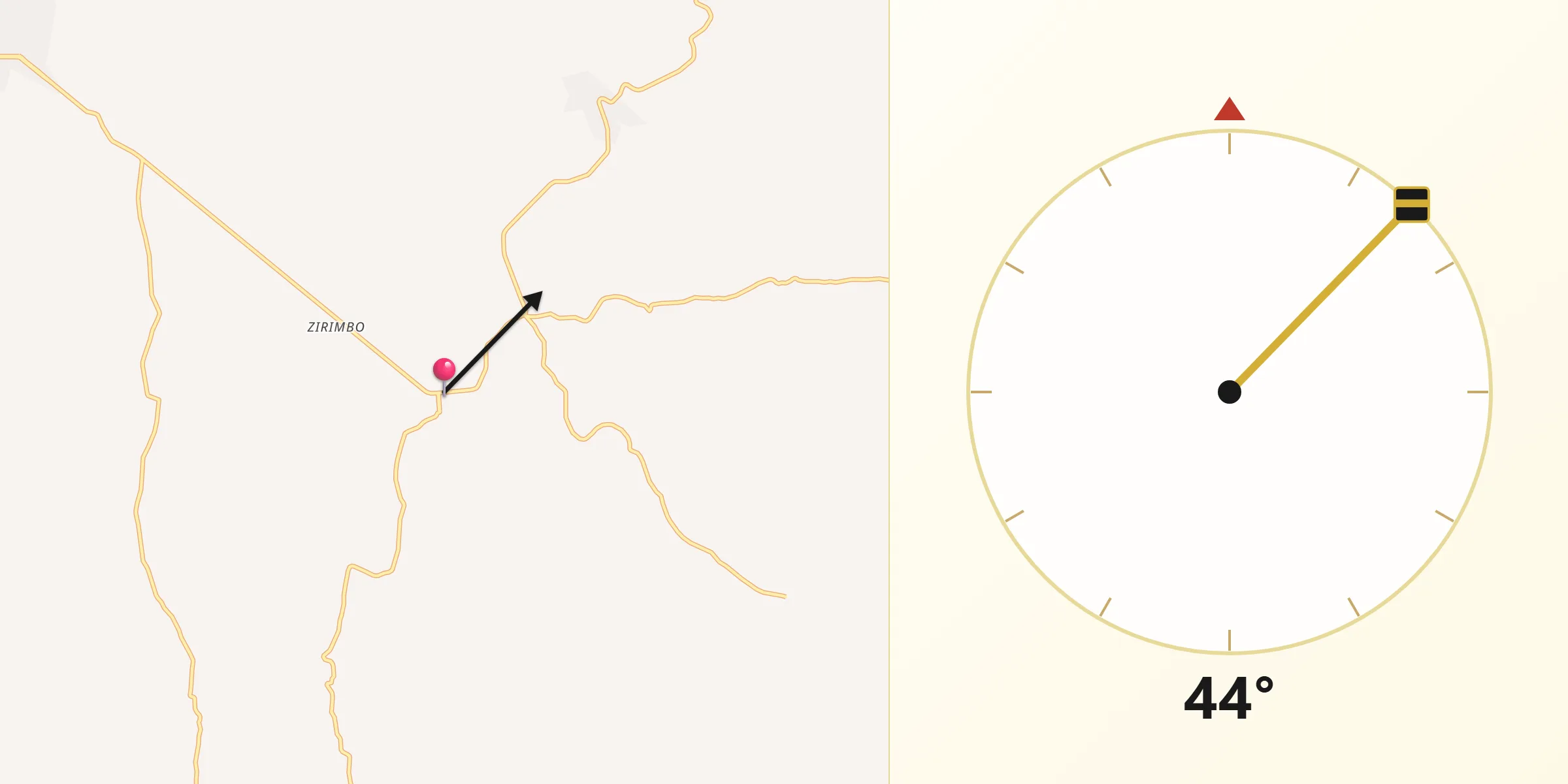 Dirección de la Qibla desde Condémbaro