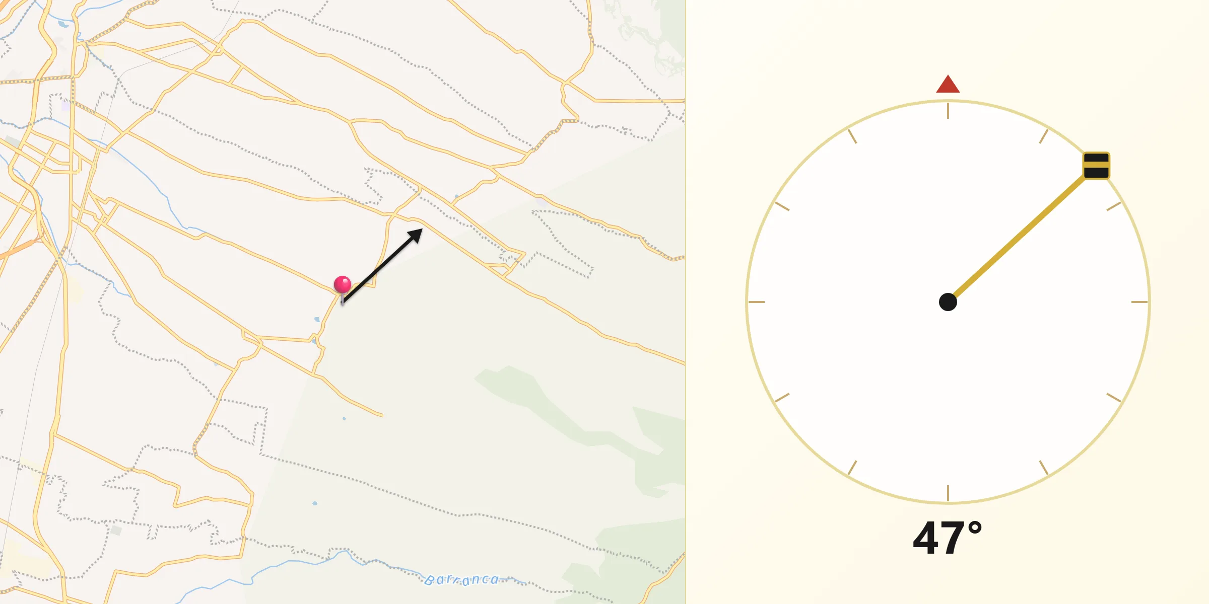 Dirección de la Qibla desde San Bartolomé Cuahuixmatlac