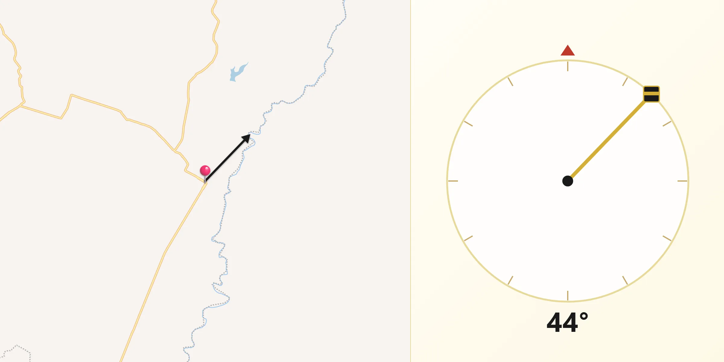 Dirección de la Qibla desde Tazumbo