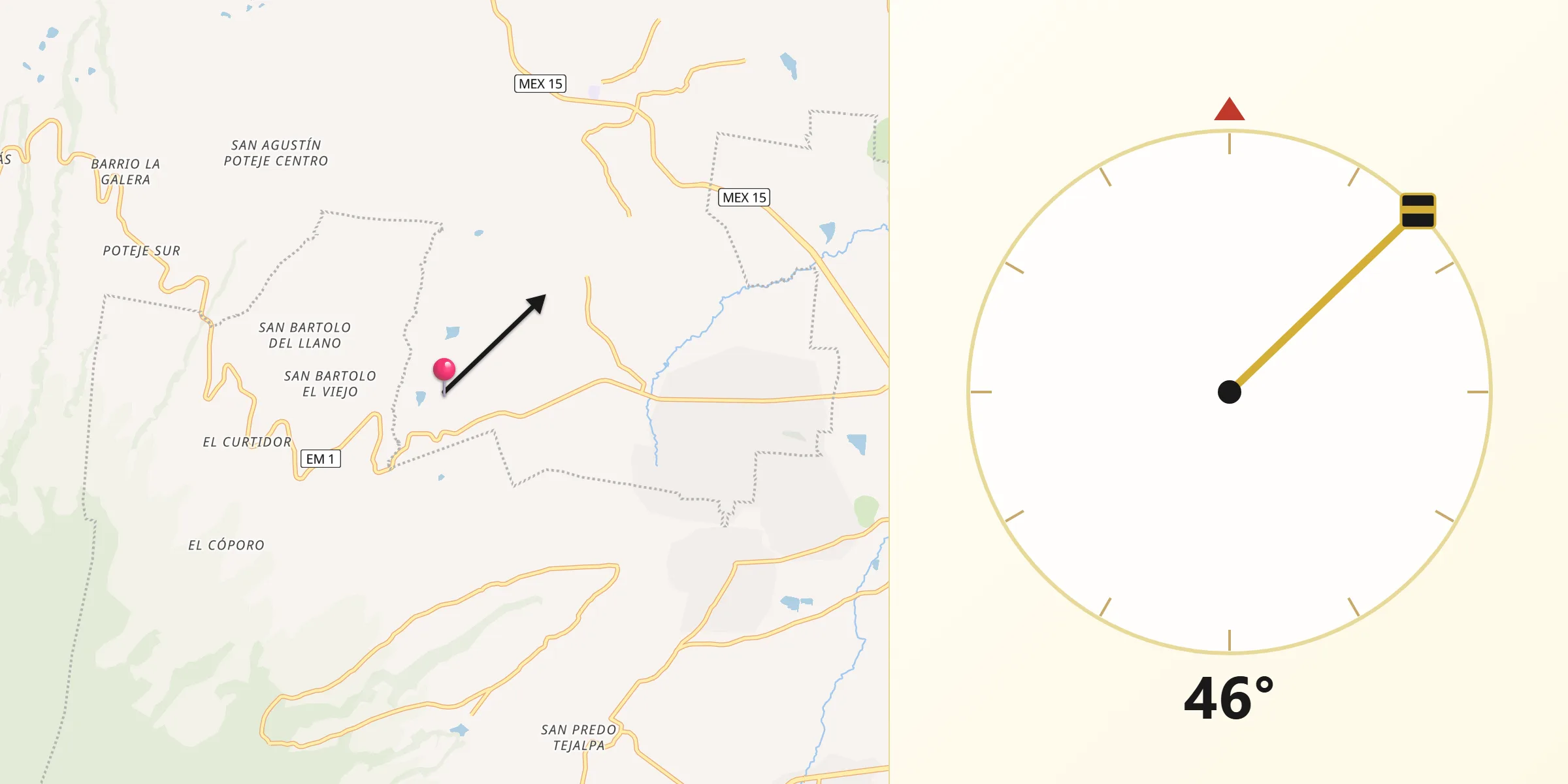 Dirección de la Qibla desde Colonia Bellavista