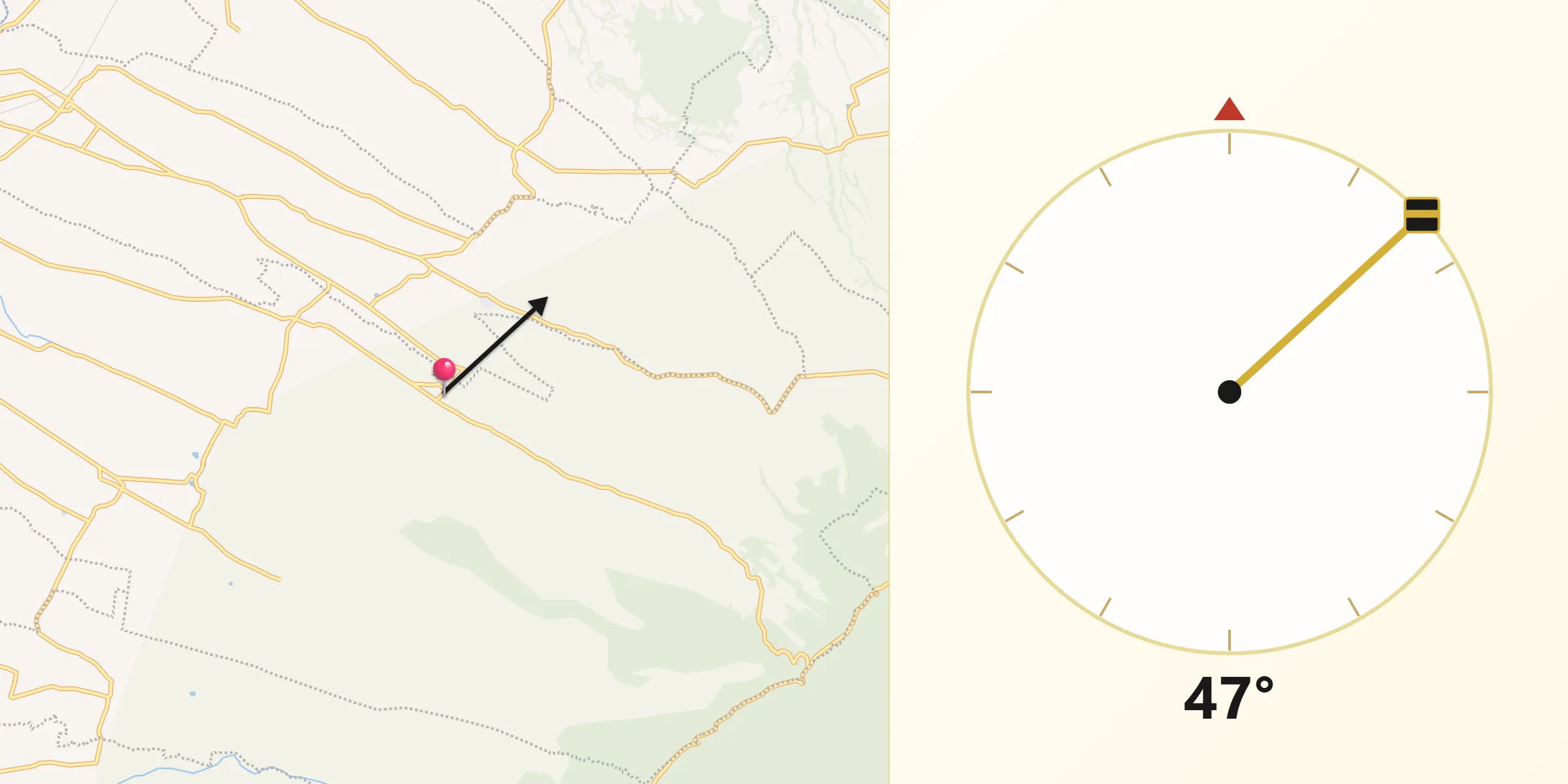 Dirección de la Qibla desde San Rafael Tepatlaxco