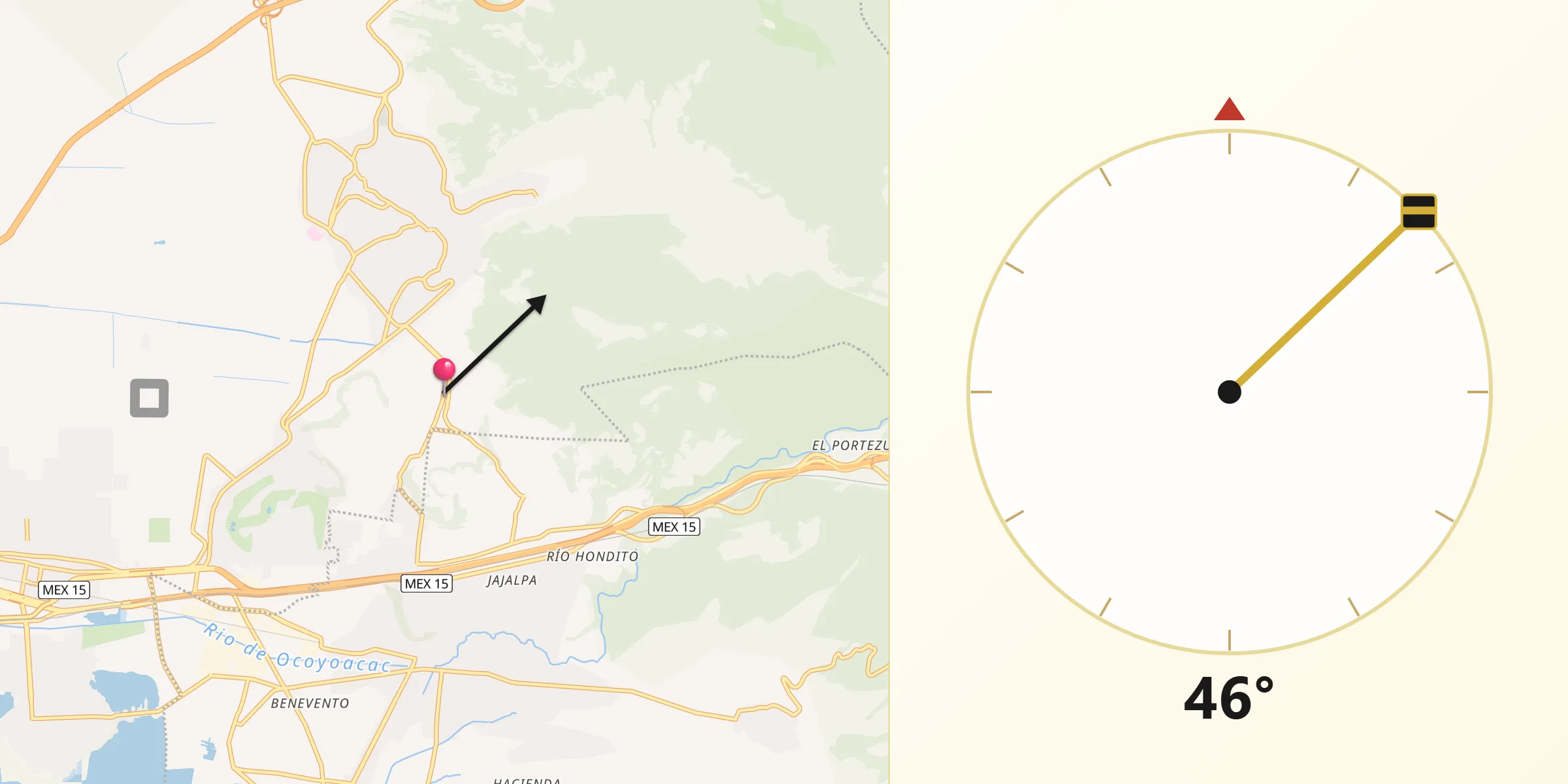 Dirección de la Qibla desde San Miguel Ameyalco
