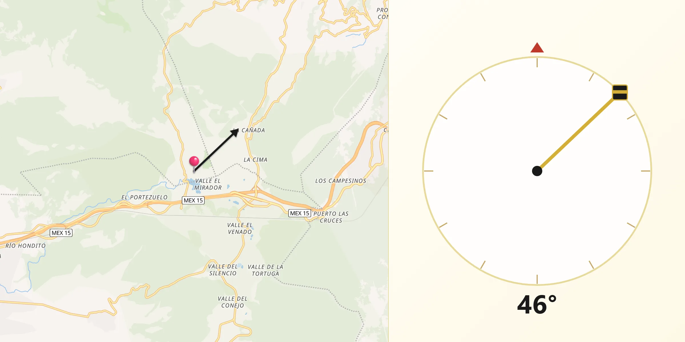 Dirección de la Qibla desde Salazar