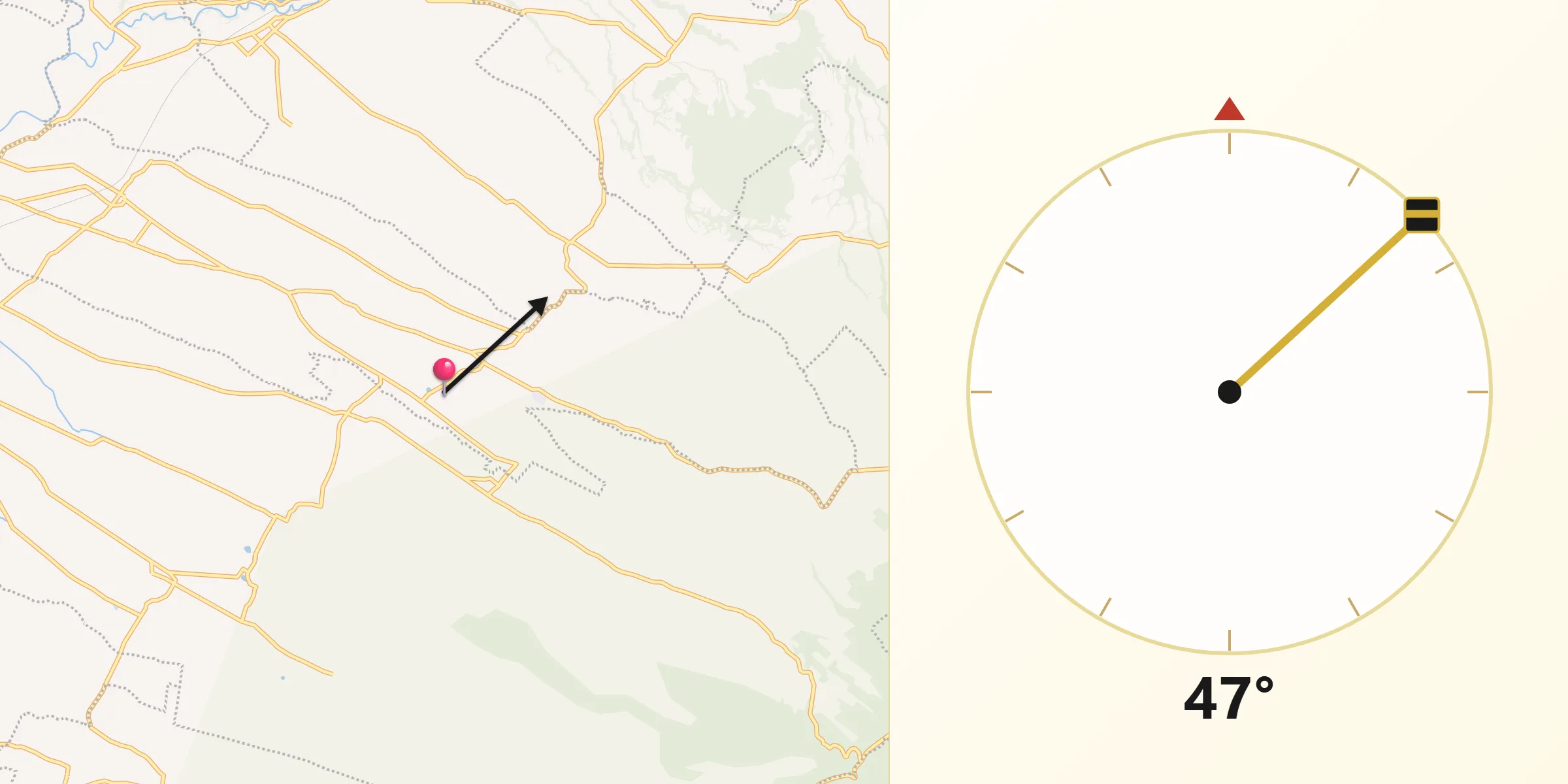 Dirección de la Qibla desde San José Aztatla