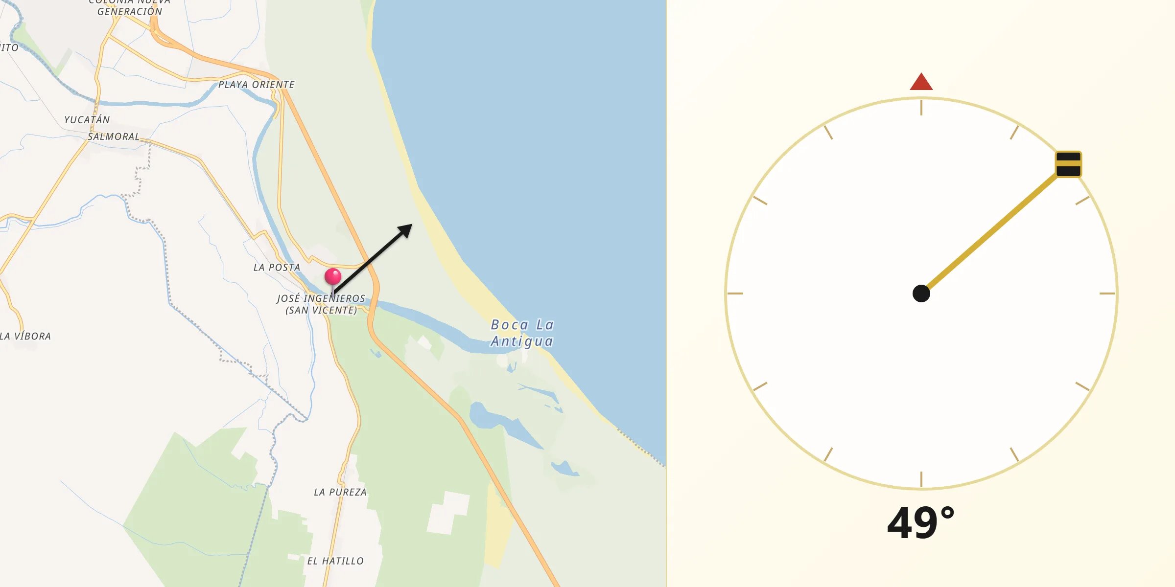Dirección de la Qibla desde La Antigua