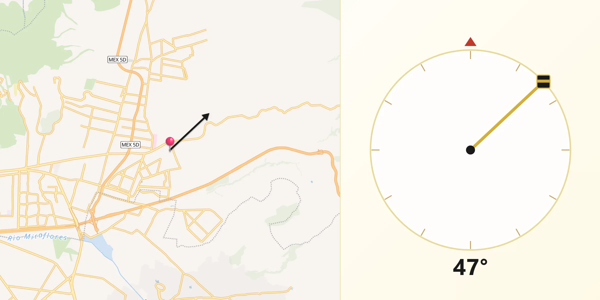 Dirección de la Qibla desde Zoquiapan