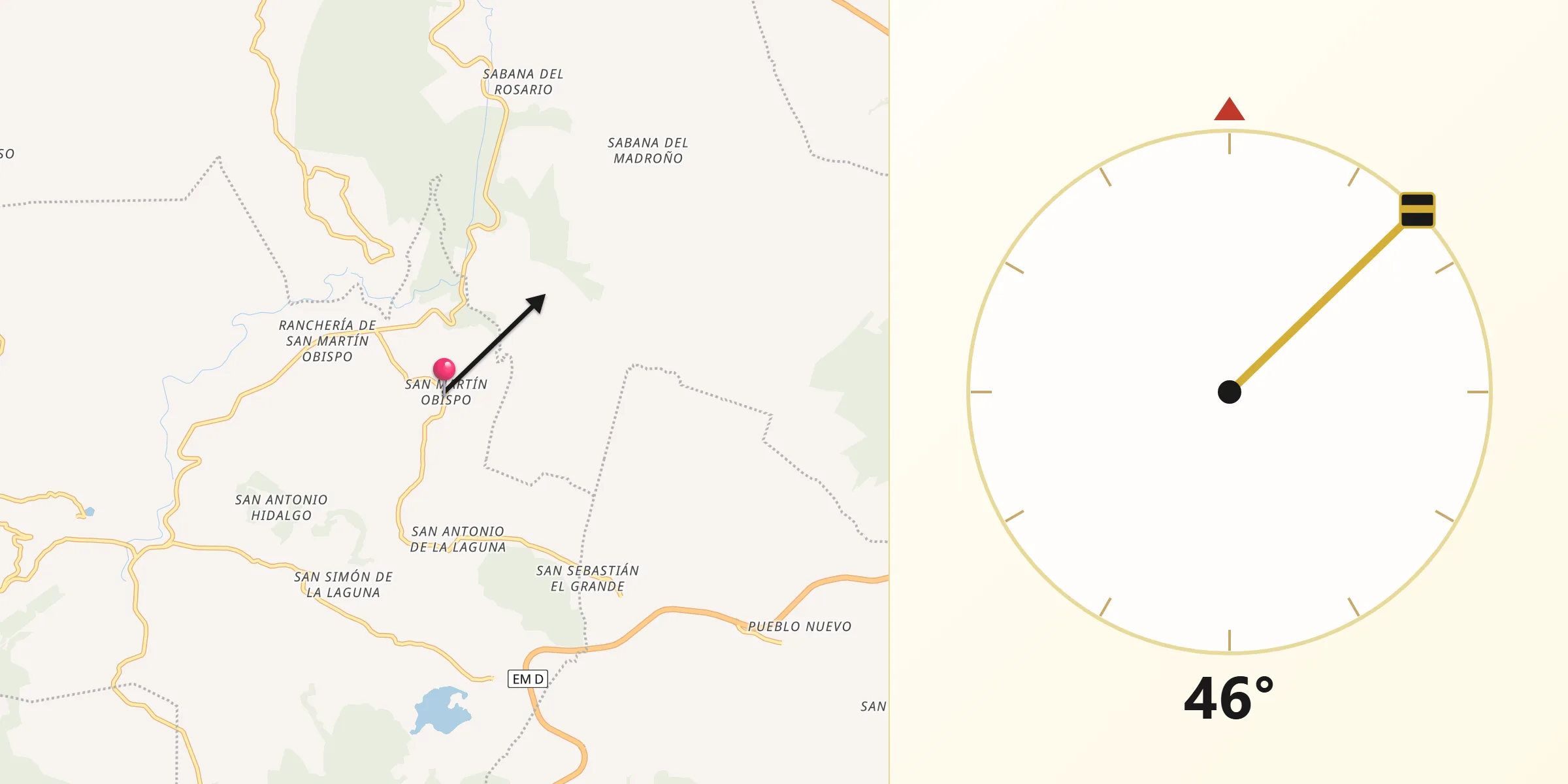 Dirección de la Qibla desde San Martín Obispo (San Martín San Pedro)