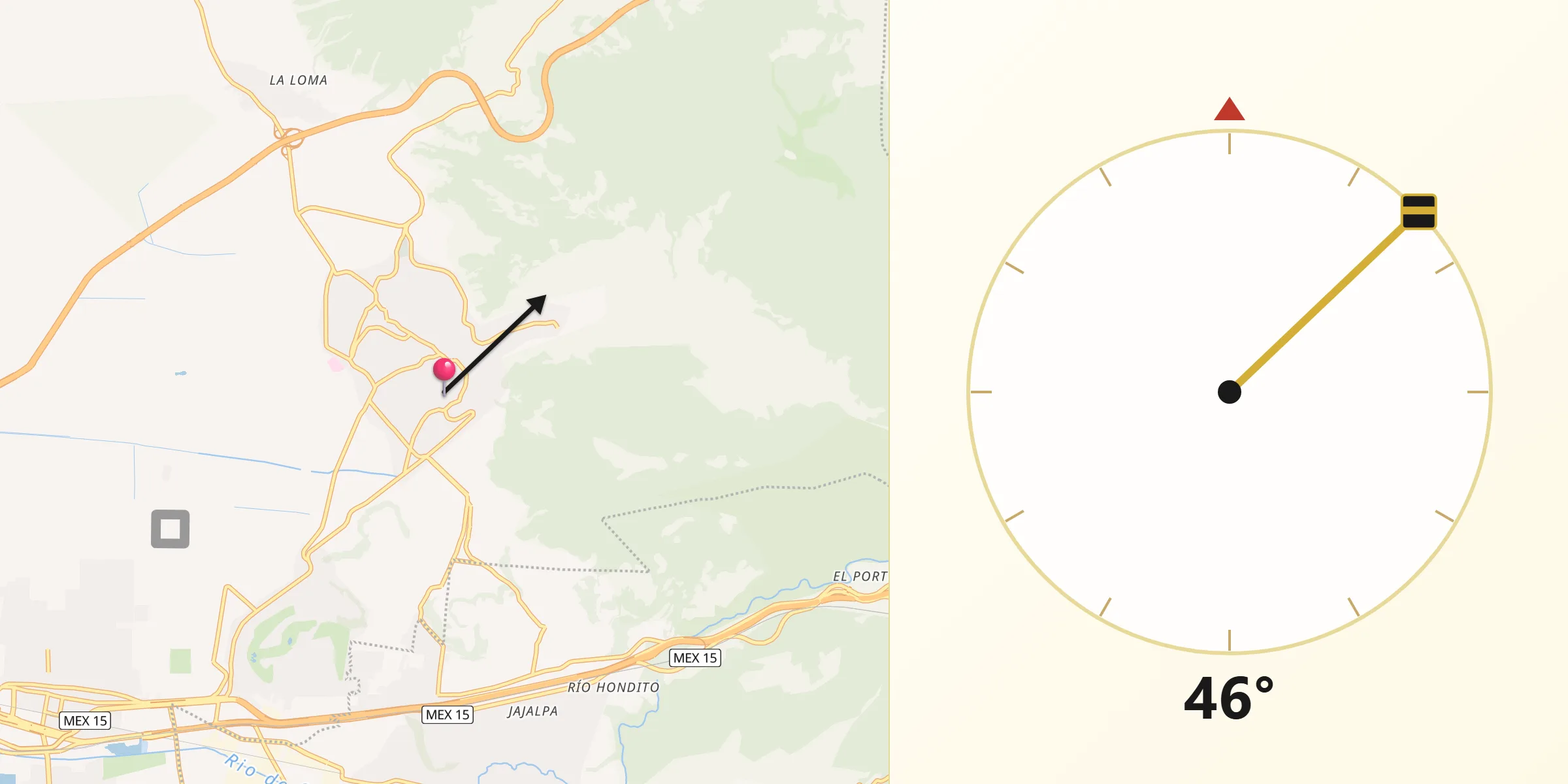 Dirección de la Qibla desde San Mateo Atarasquíllo