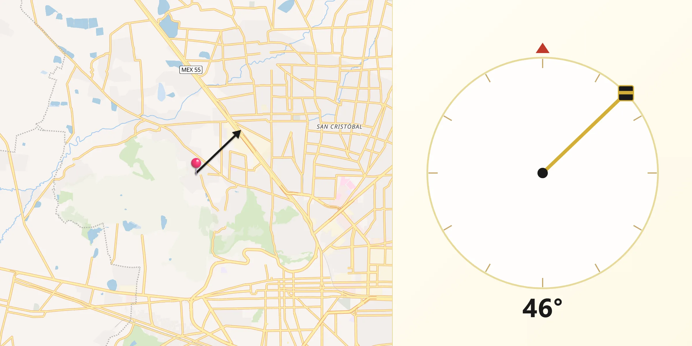 Dirección de la Qibla desde San Marcos Yachihuacaltepec