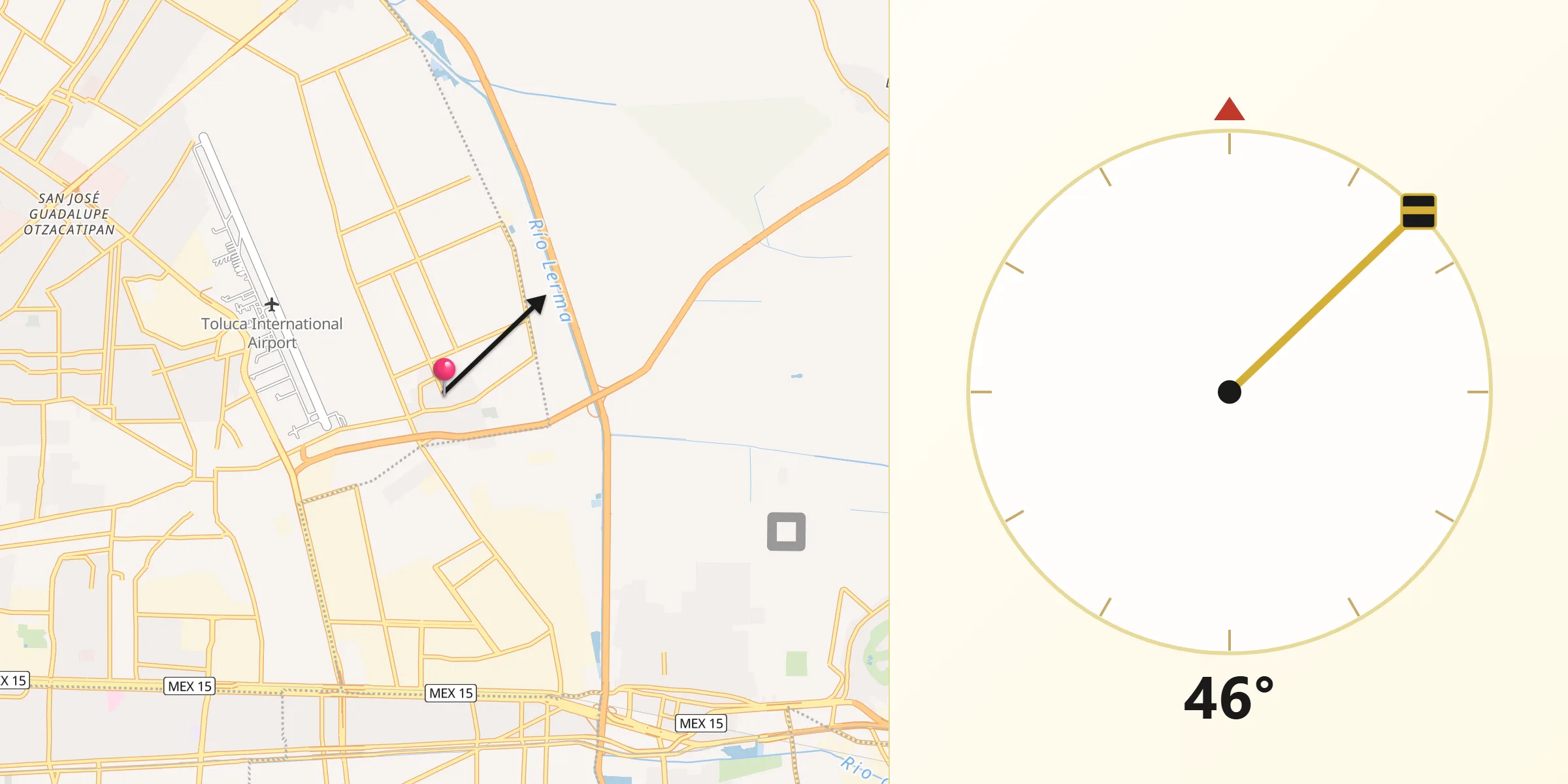Dirección de la Qibla desde El Cerrillo Vista Hermosa