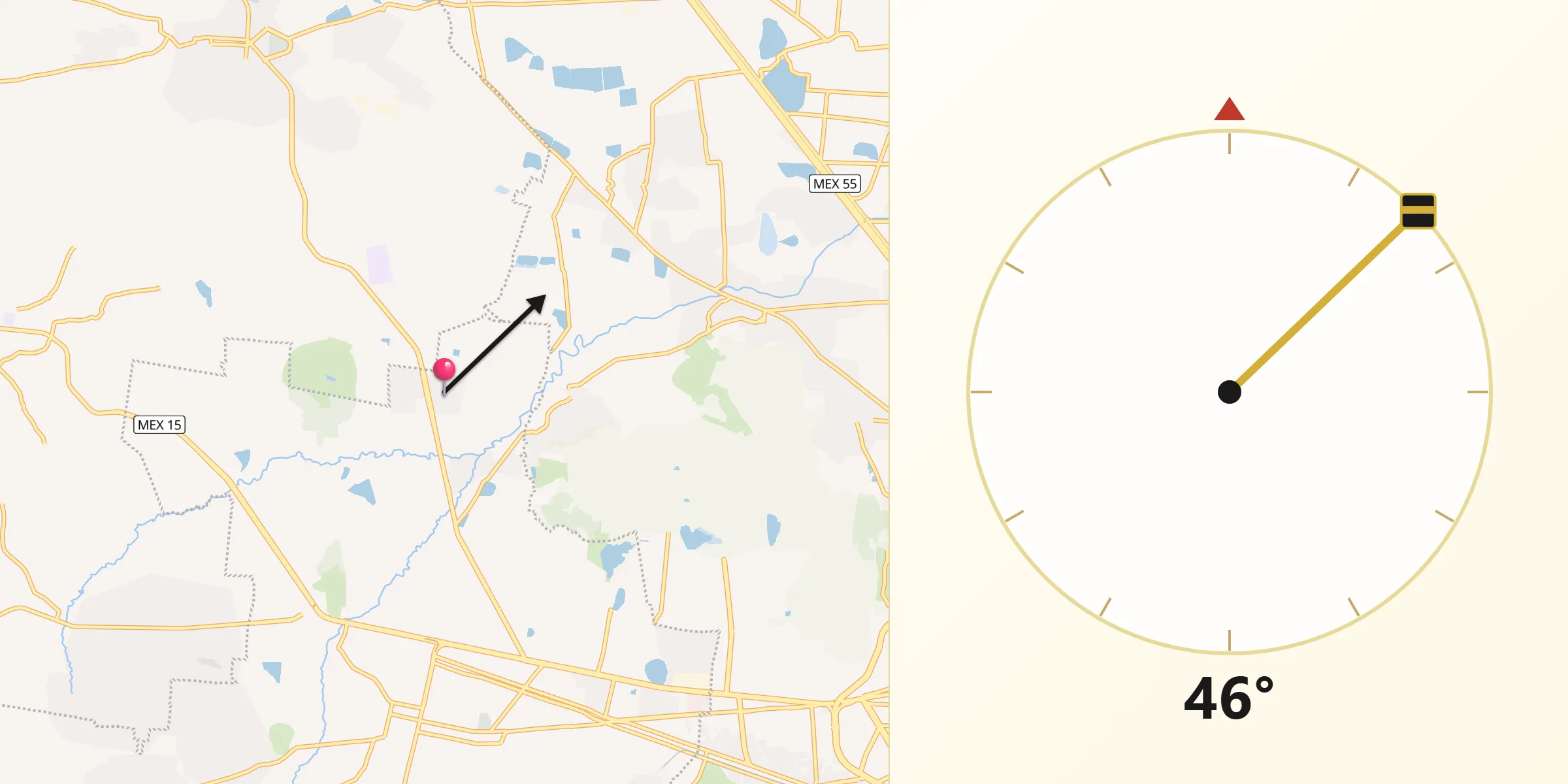 Dirección de la Qibla desde Conjunto Urbano la Loma I