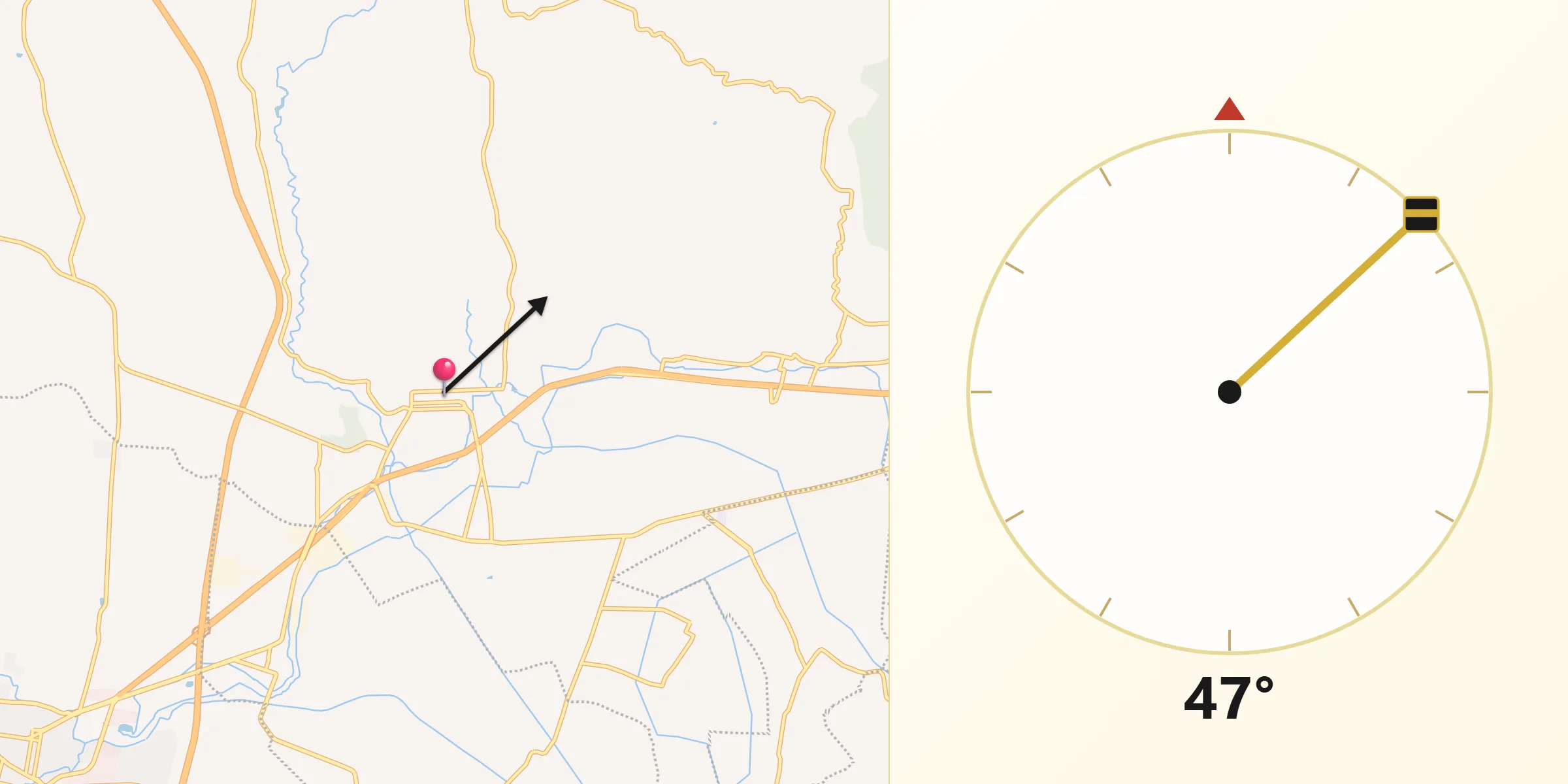 Dirección de la Qibla desde Villa Mariano Matamoros