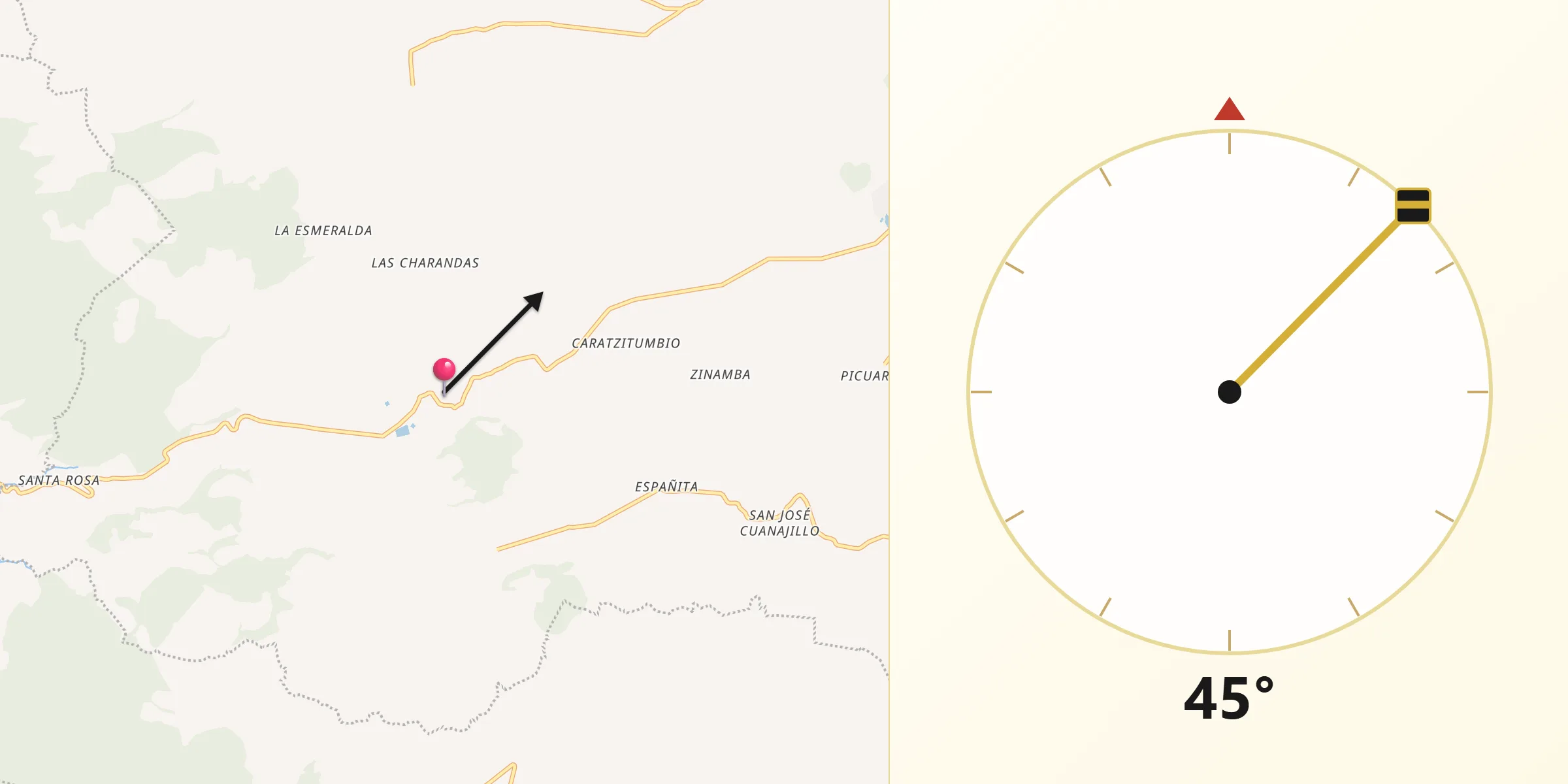 Dirección de la Qibla desde Istaro