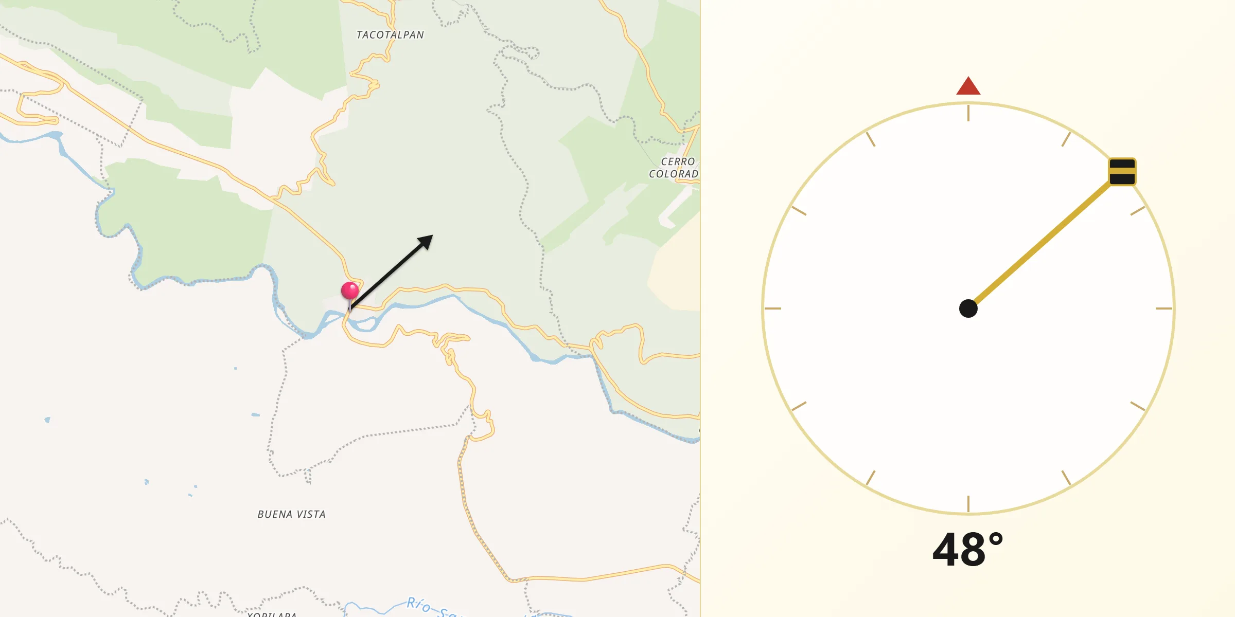 Dirección de la Qibla desde Jalcomulco