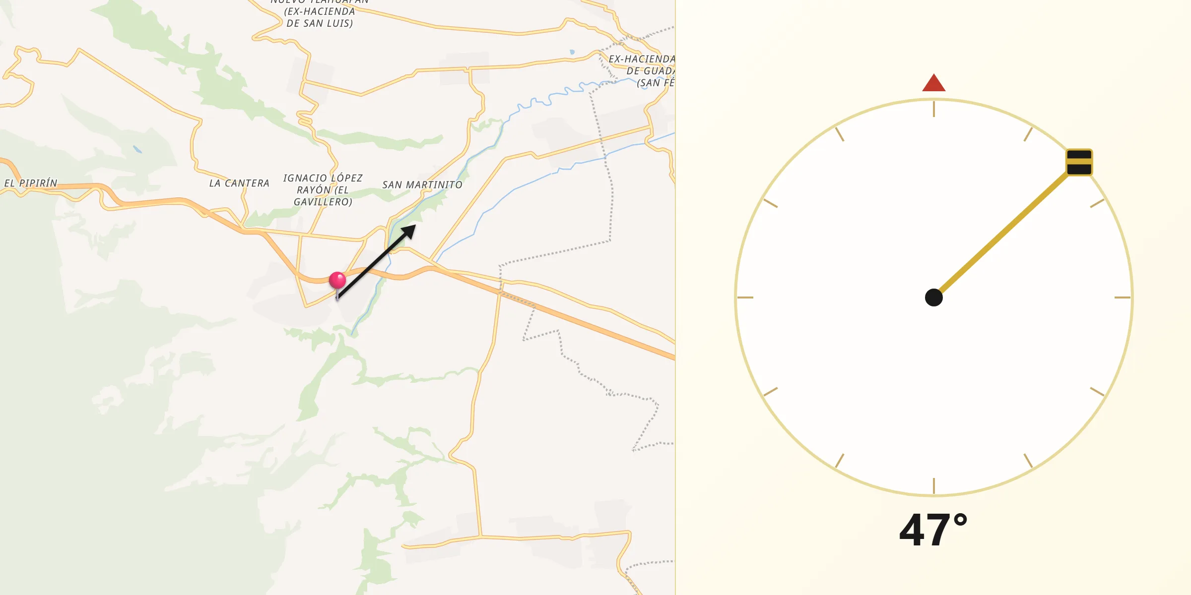 Dirección de la Qibla desde Santa Rita Tlahuapan
