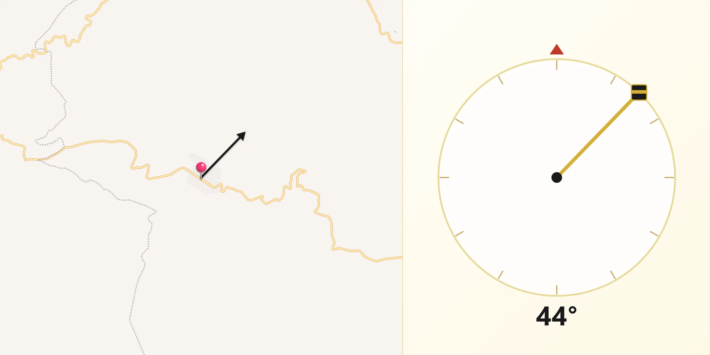 Dirección de la Qibla desde Páreo