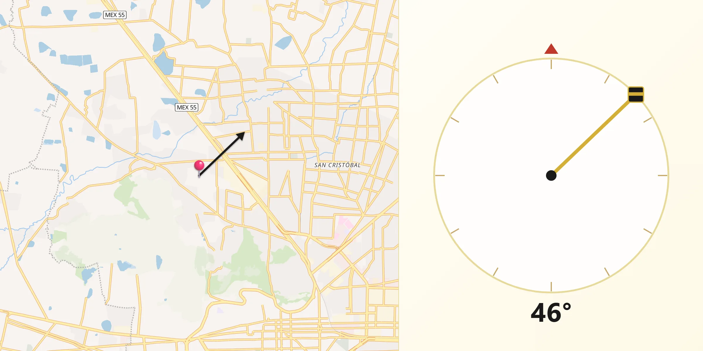 Dirección de la Qibla desde La Planada (El Arenal)