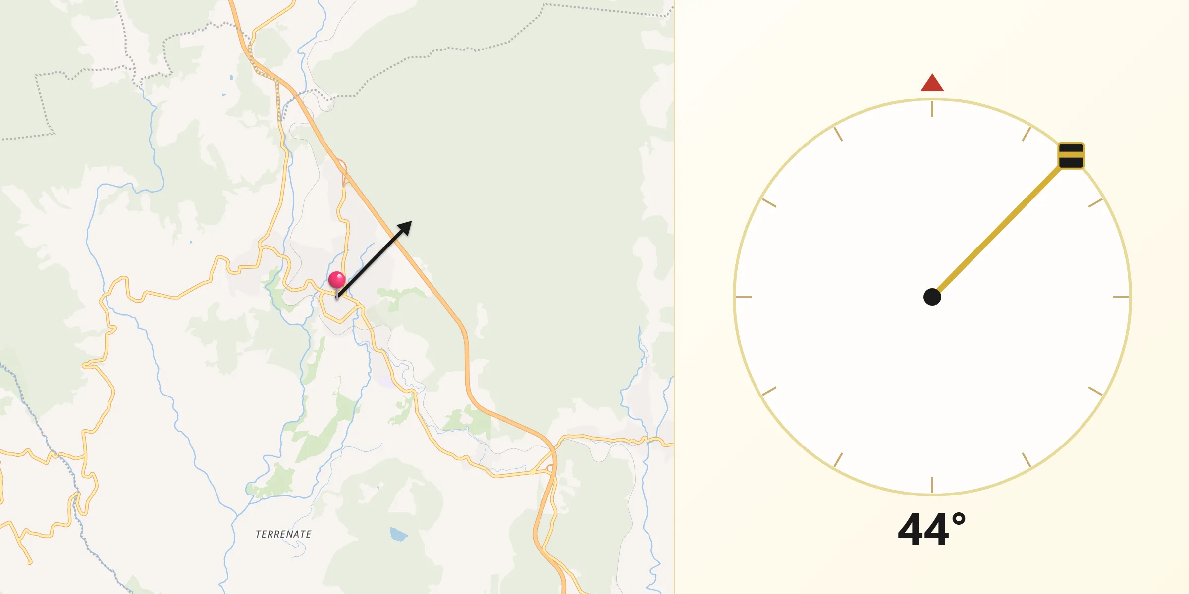 Dirección de la Qibla desde Taretán