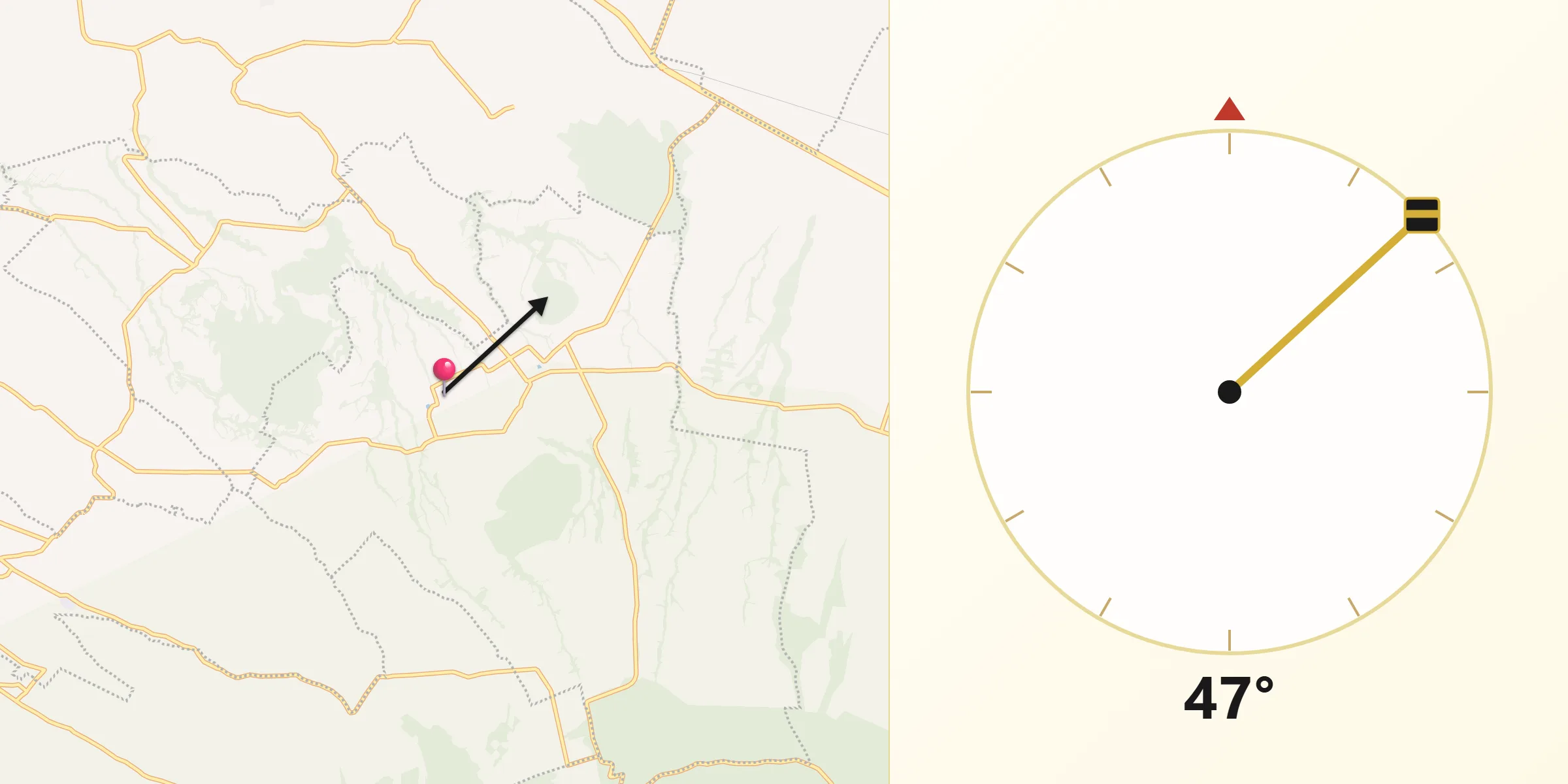 Dirección de la Qibla desde San José Teacalco