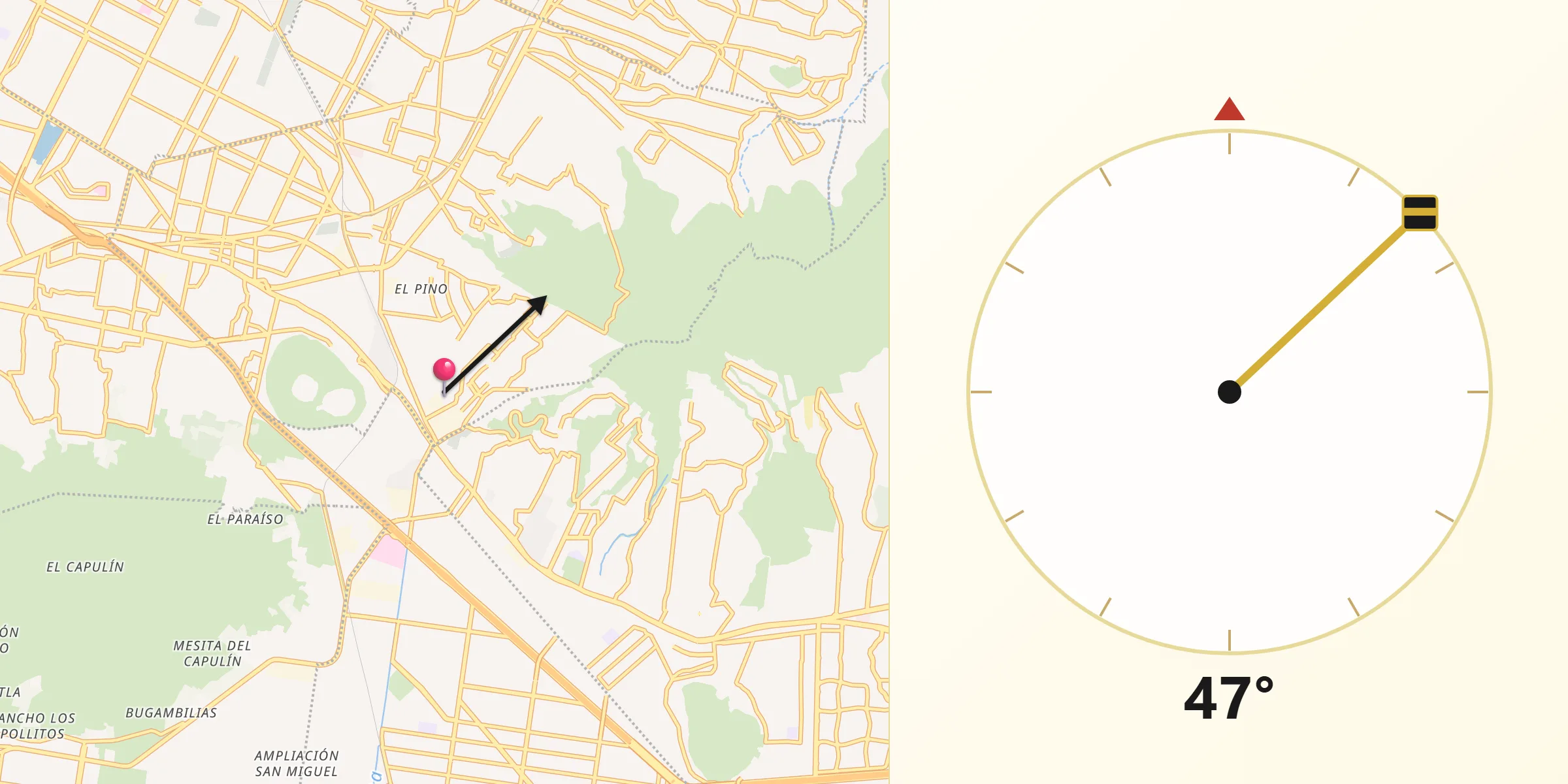 Dirección de la Qibla desde San Isidro