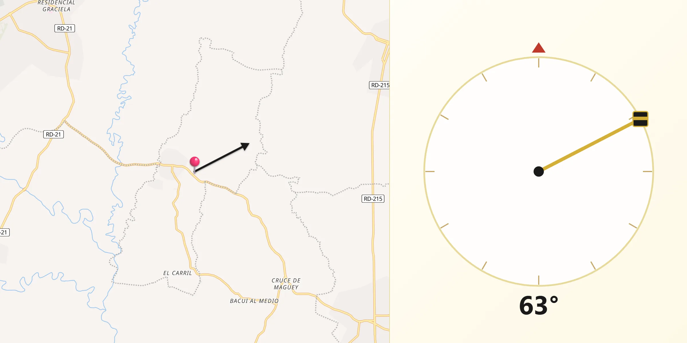 Dirección de la Qibla desde Cayetano Germosén