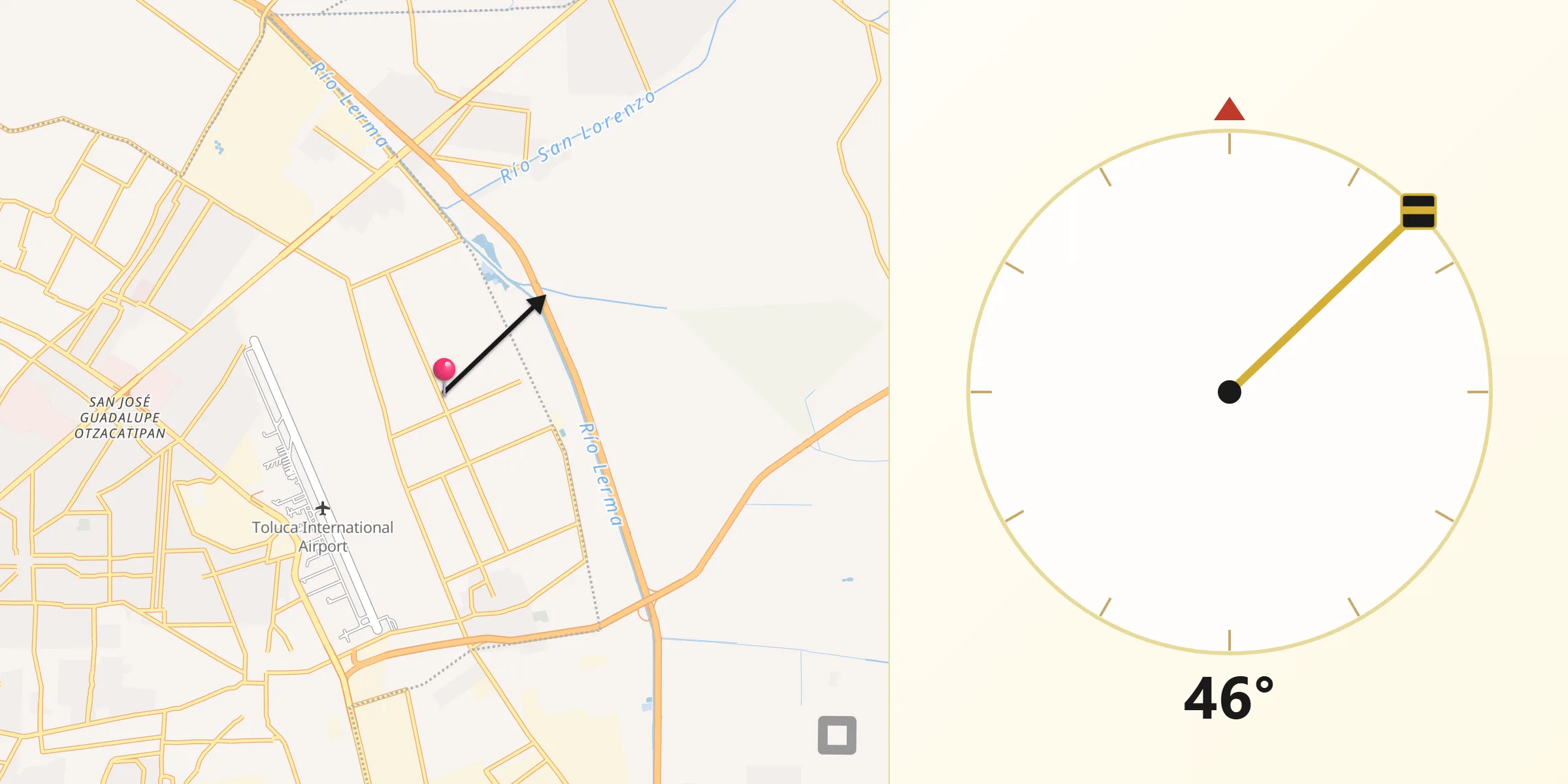 Dirección de la Qibla desde La Constitución Toltepec
