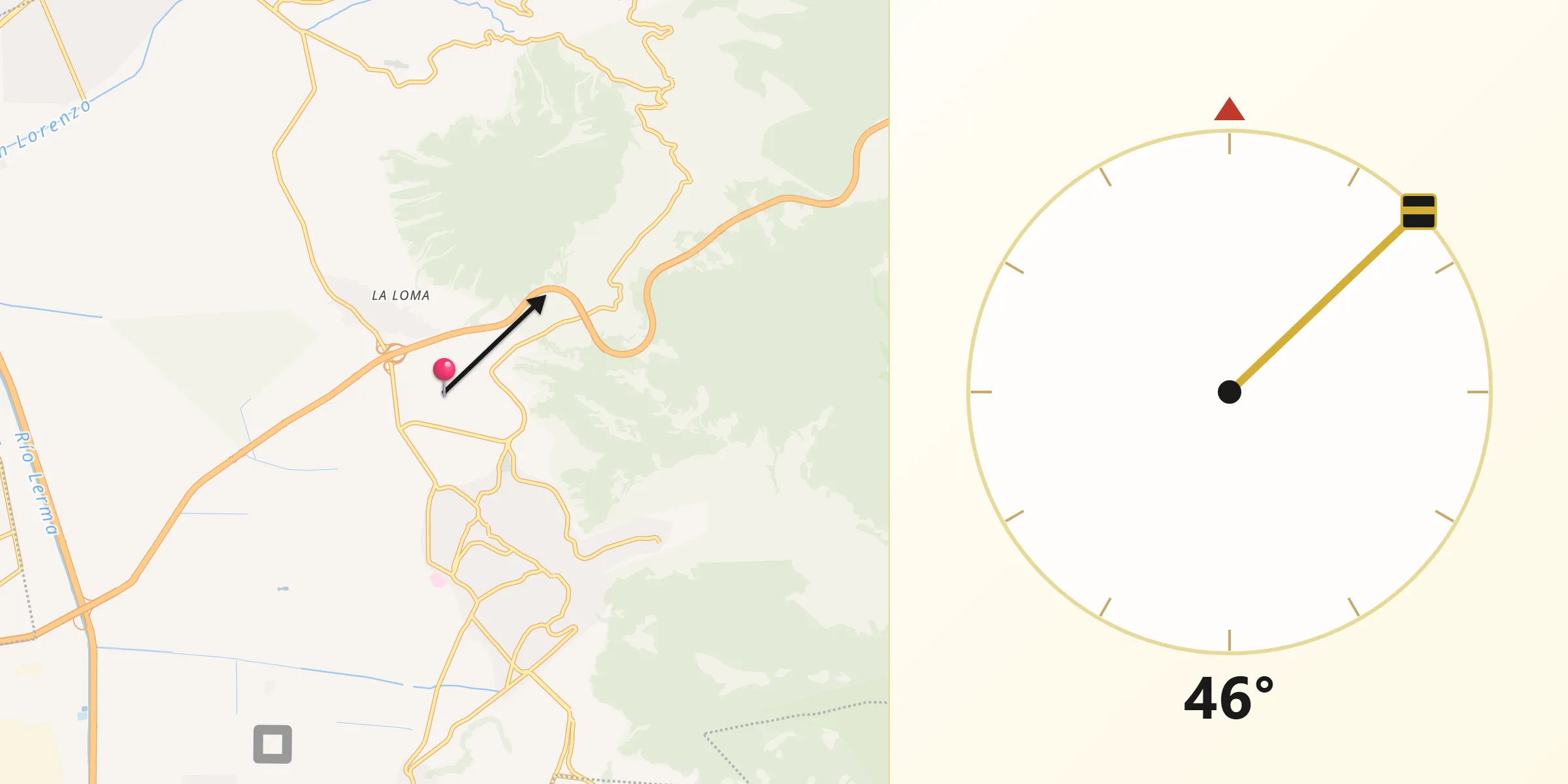 Dirección de la Qibla desde Colonia Agrícola Analco