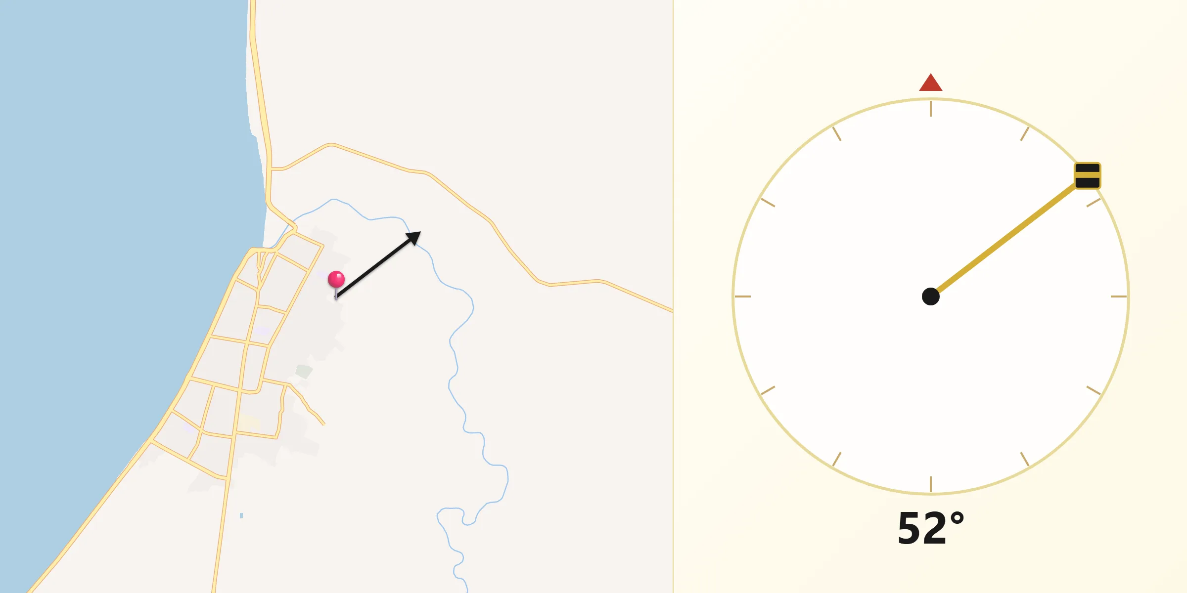 Dirección de la Qibla desde Champotón