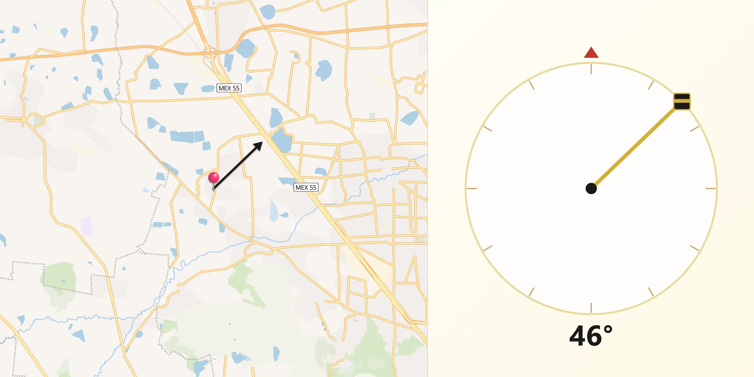 Dirección de la Qibla desde San Martín Toltepec