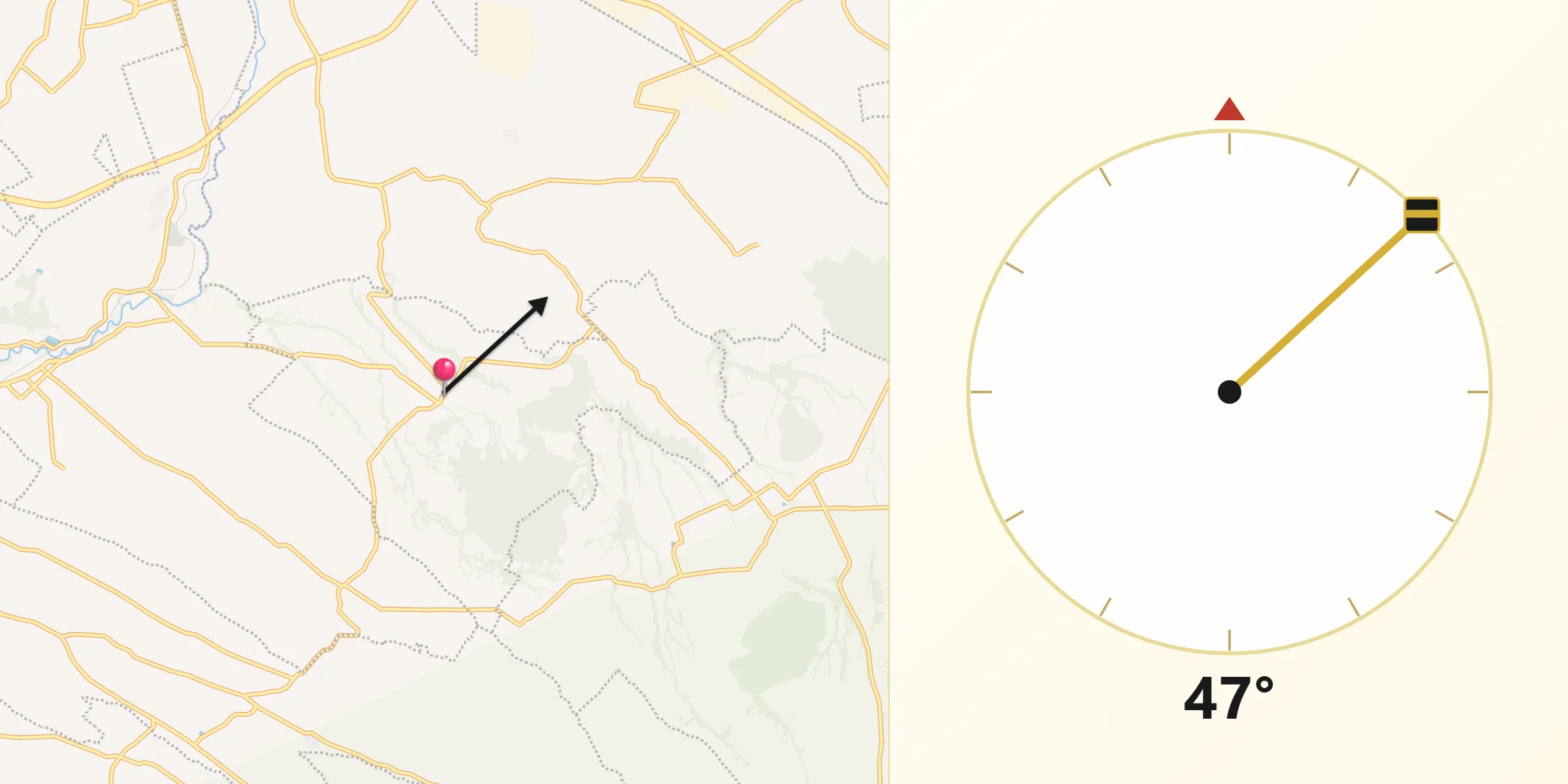 Dirección de la Qibla desde Cuaxomulco