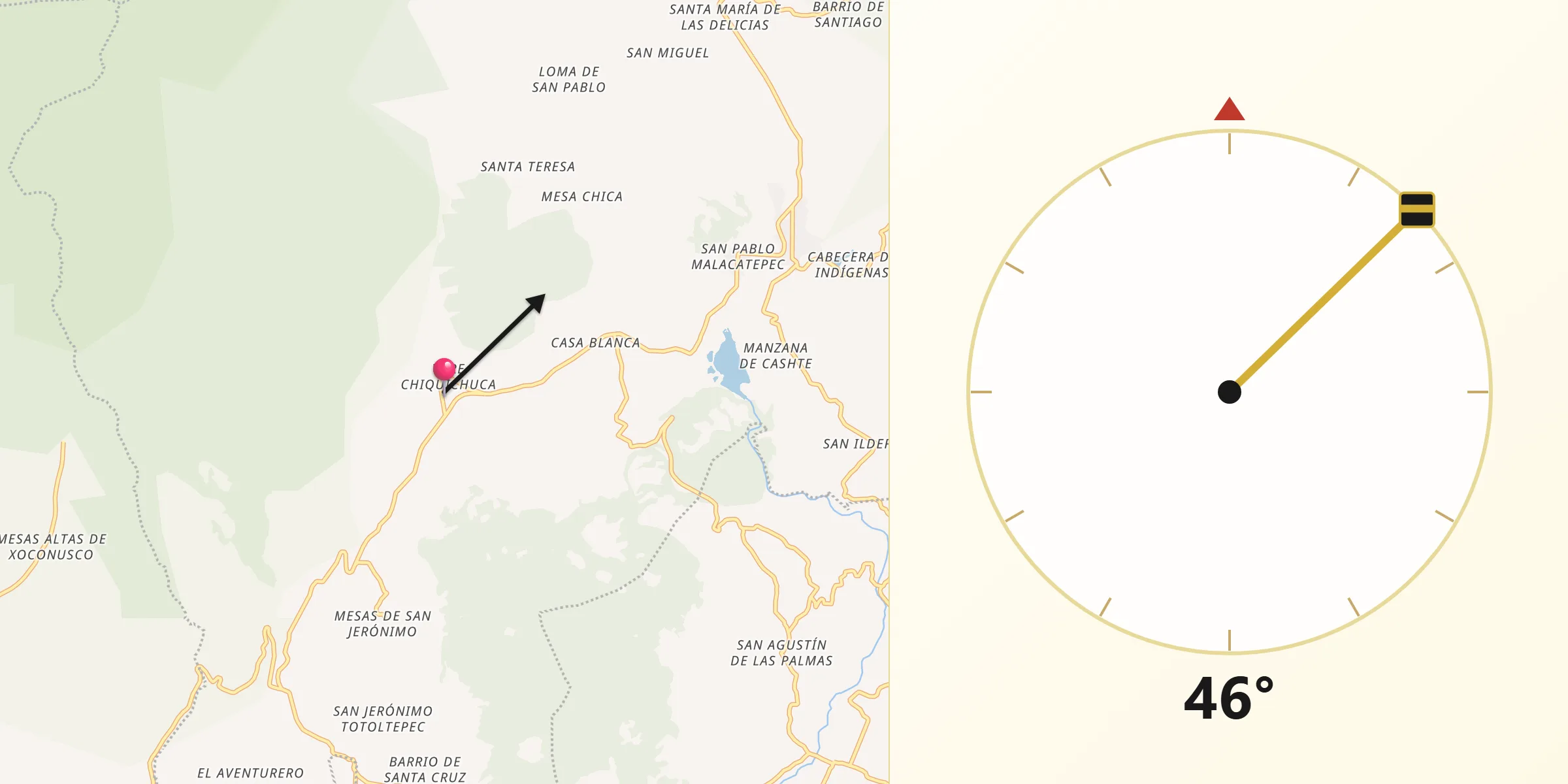 Dirección de la Qibla desde Vare Chiquichuca