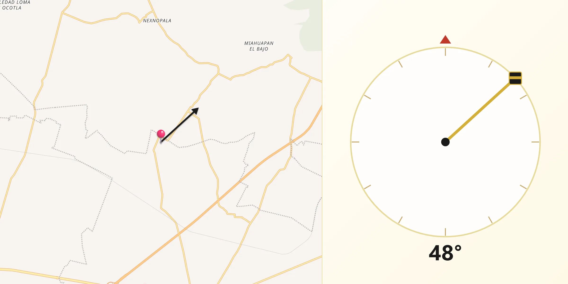 Dirección de la Qibla desde Colonia Ignacio Allende