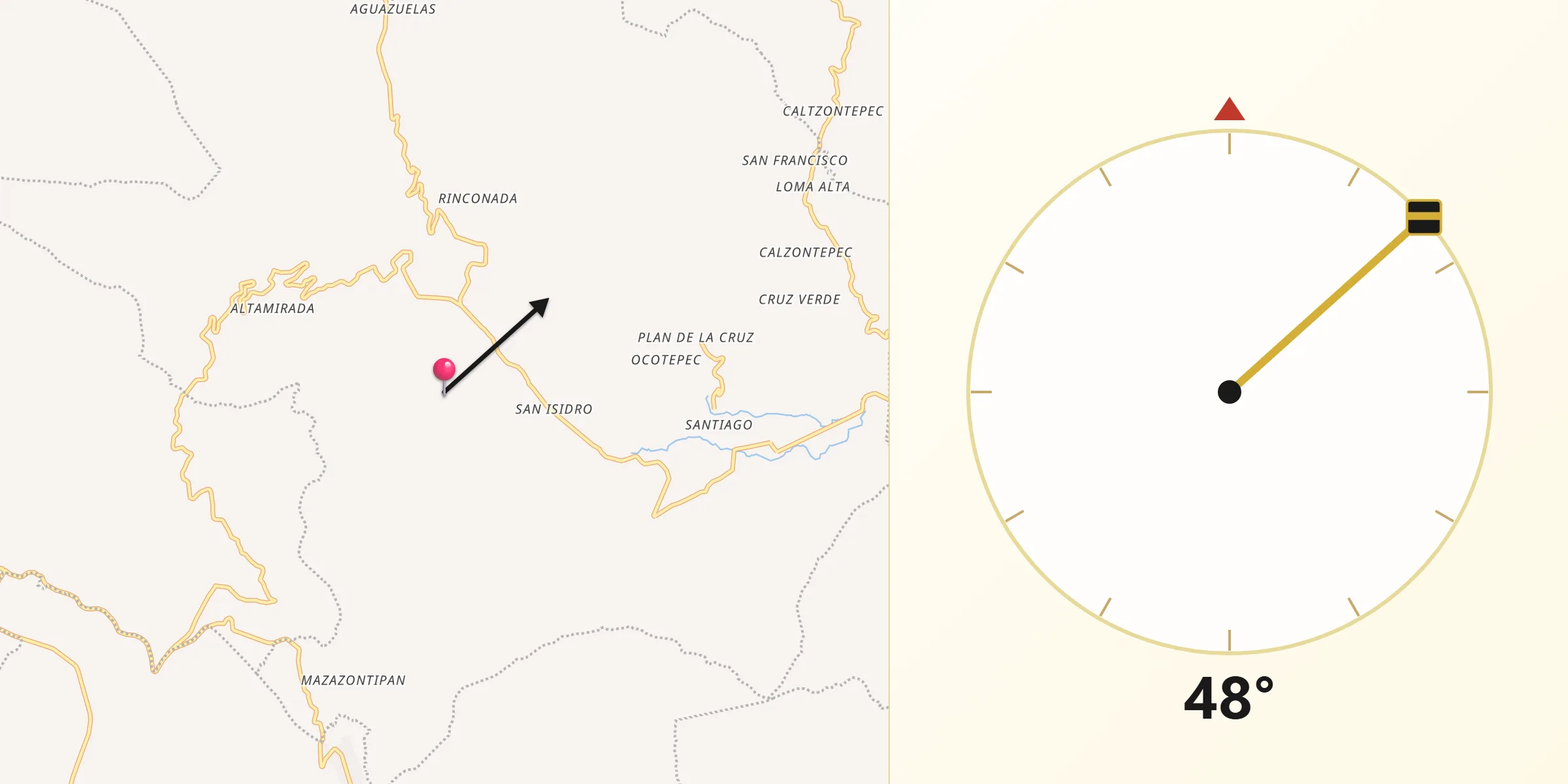 Dirección de la Qibla desde Apantéopan