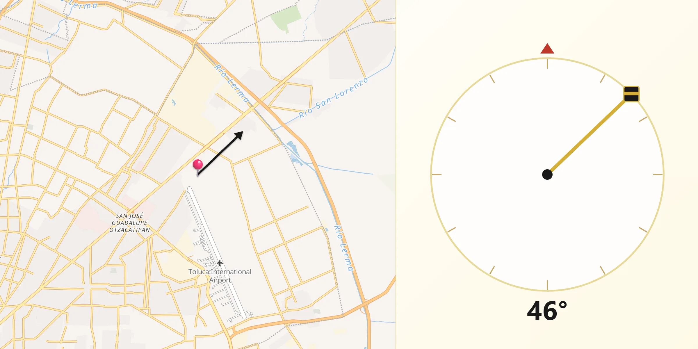 Dirección de la Qibla desde San Nicolás Tolentino