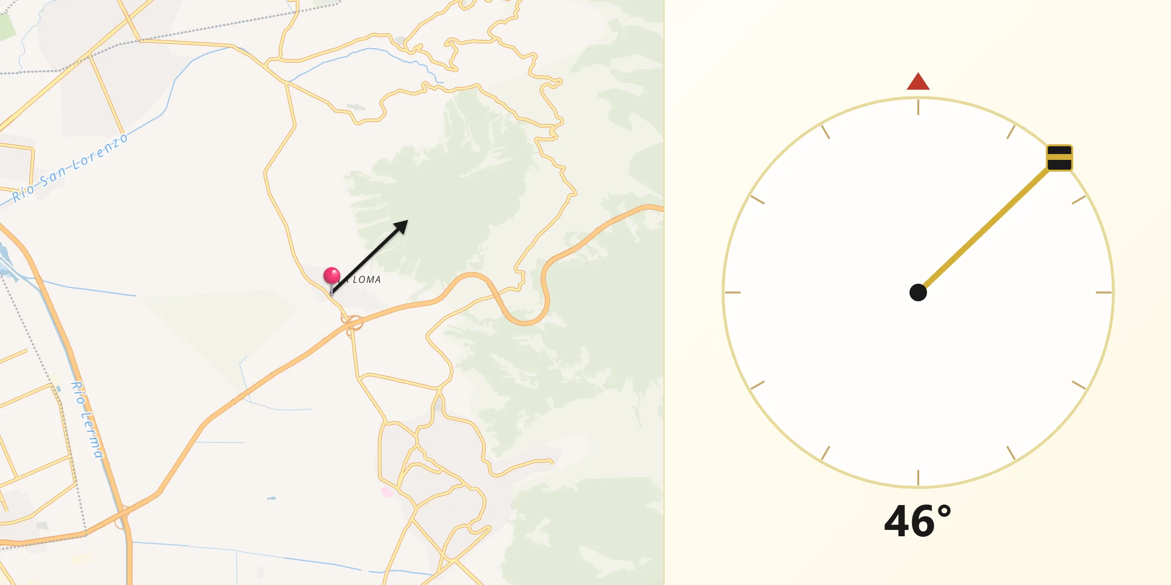 Dirección de la Qibla desde San Nicolás Peralta
