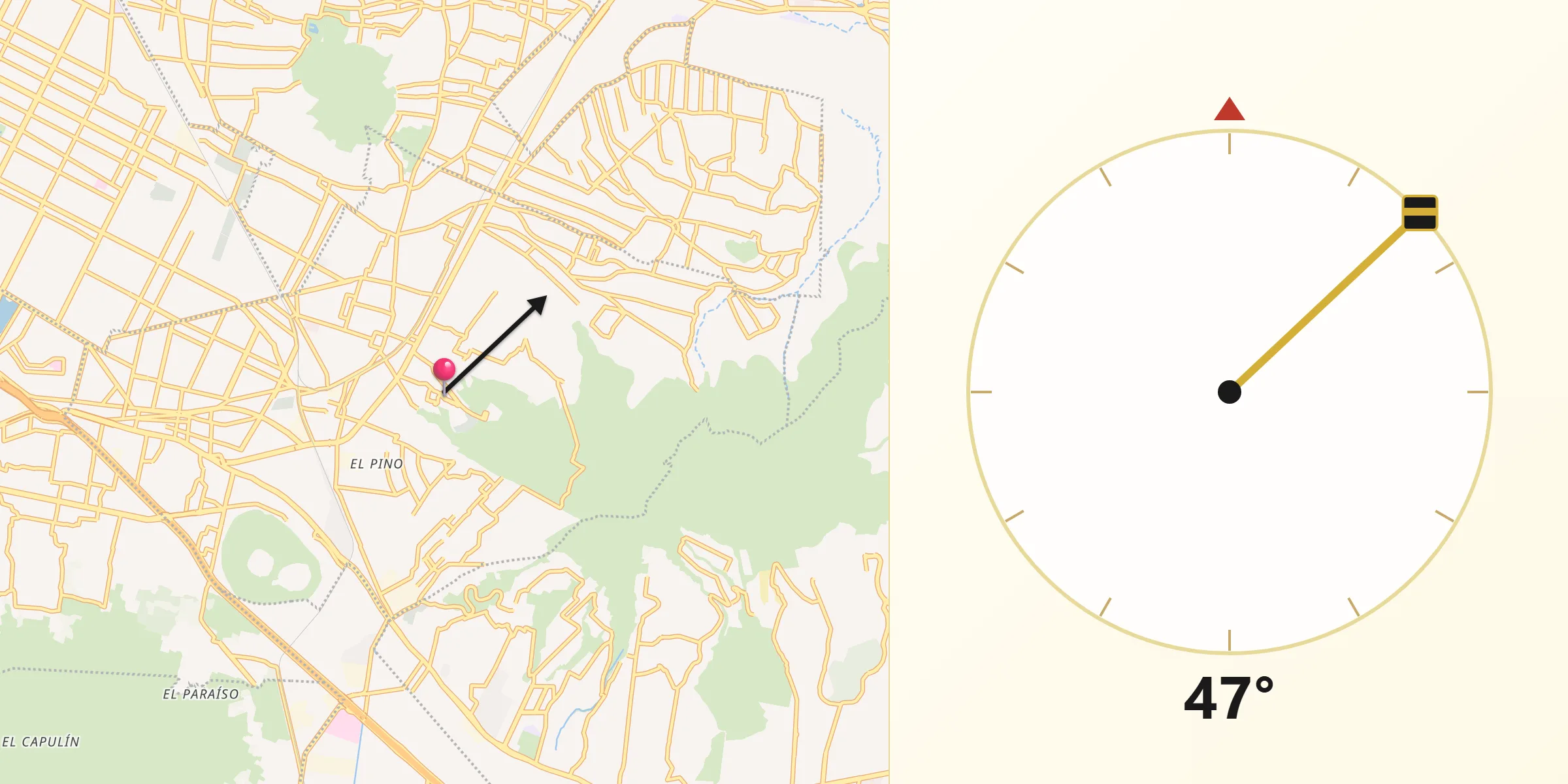Dirección de la Qibla desde Lomas de Altavista