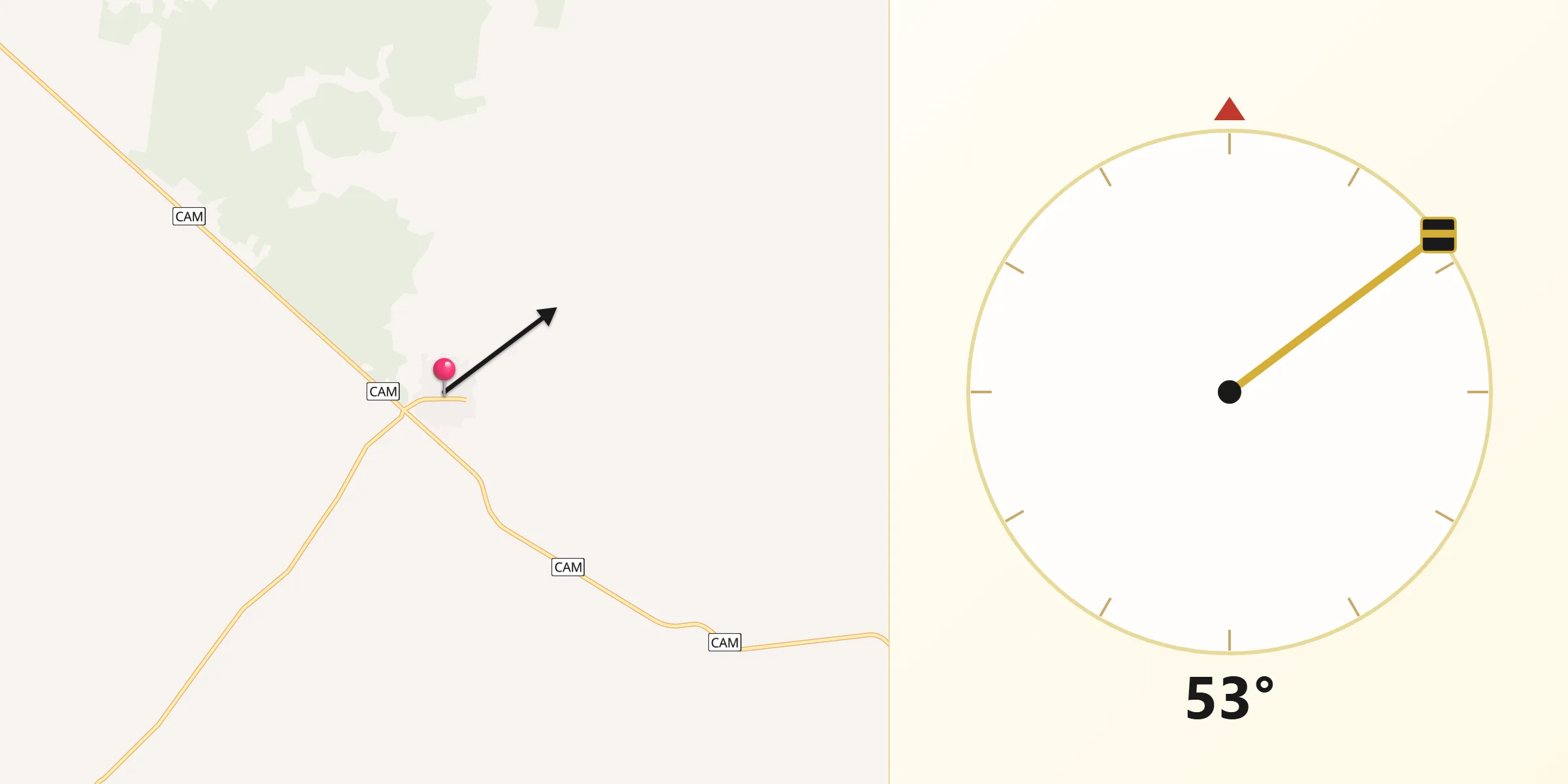 Dirección de la Qibla desde Chunchintok