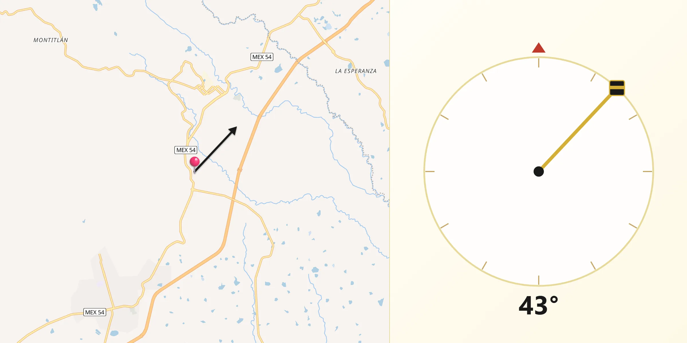 Dirección de la Qibla desde Alcaraces