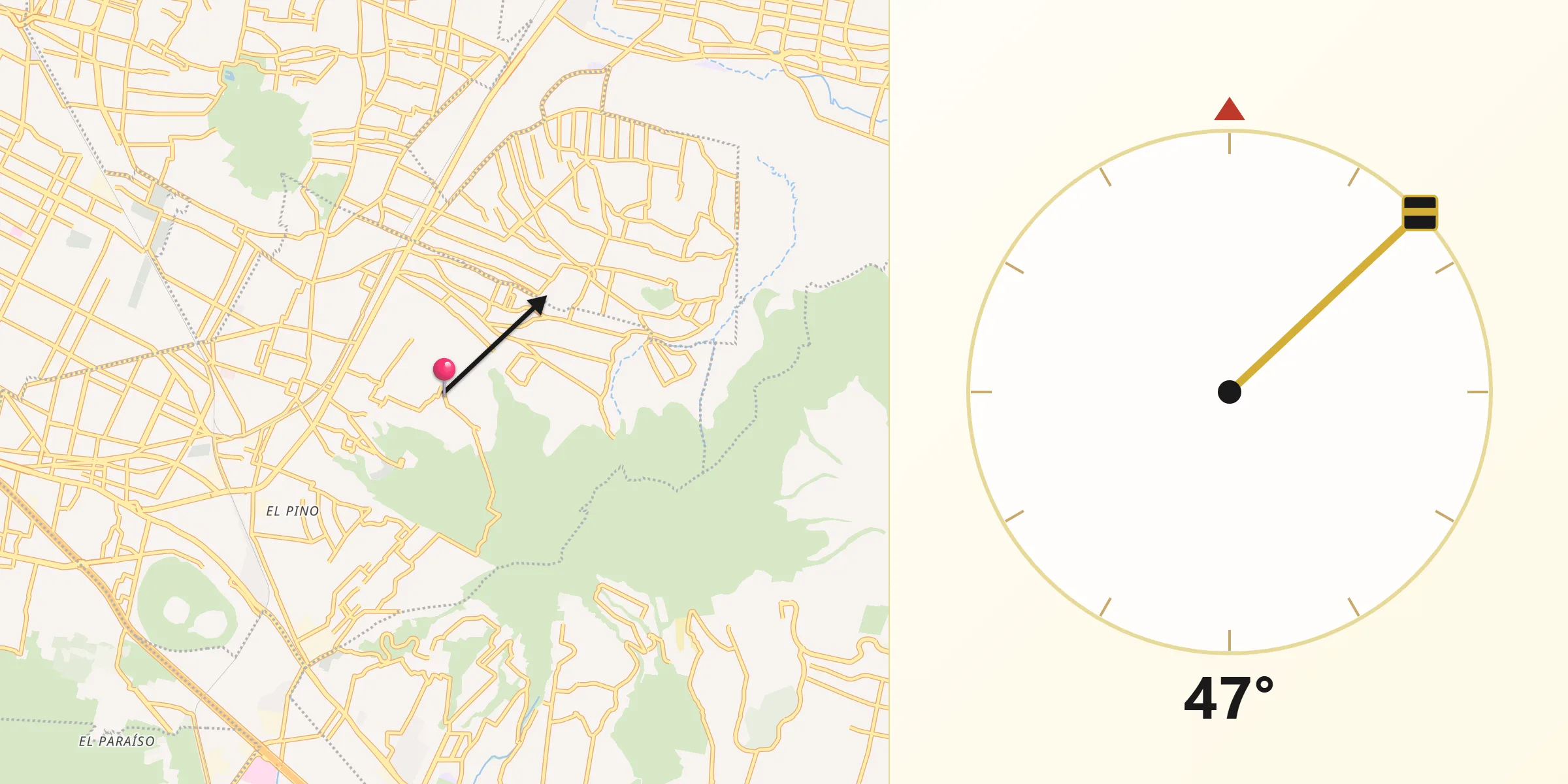 Dirección de la Qibla desde San José las Palmas