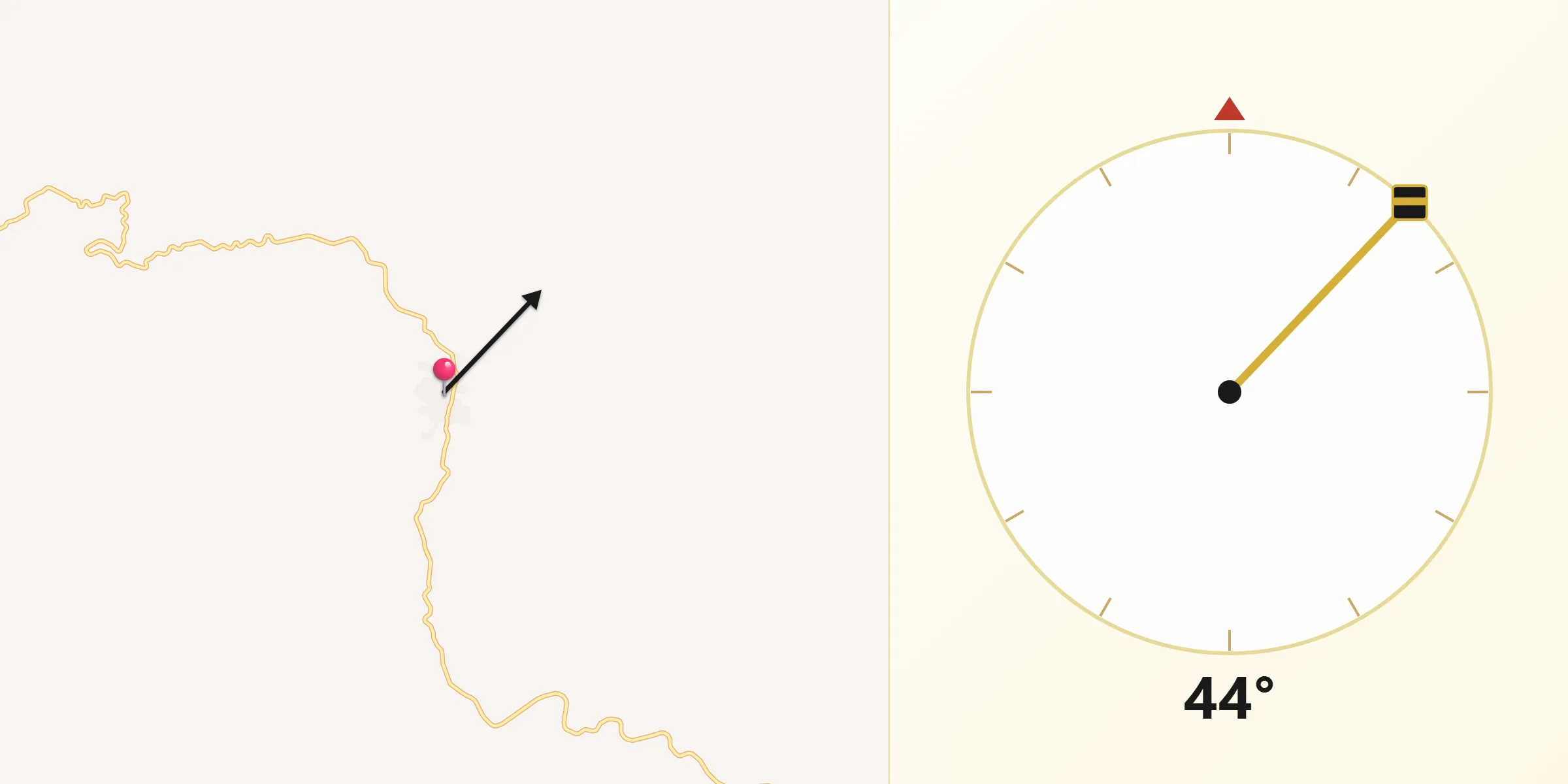 Dirección de la Qibla desde Jilotlán de los Dolores