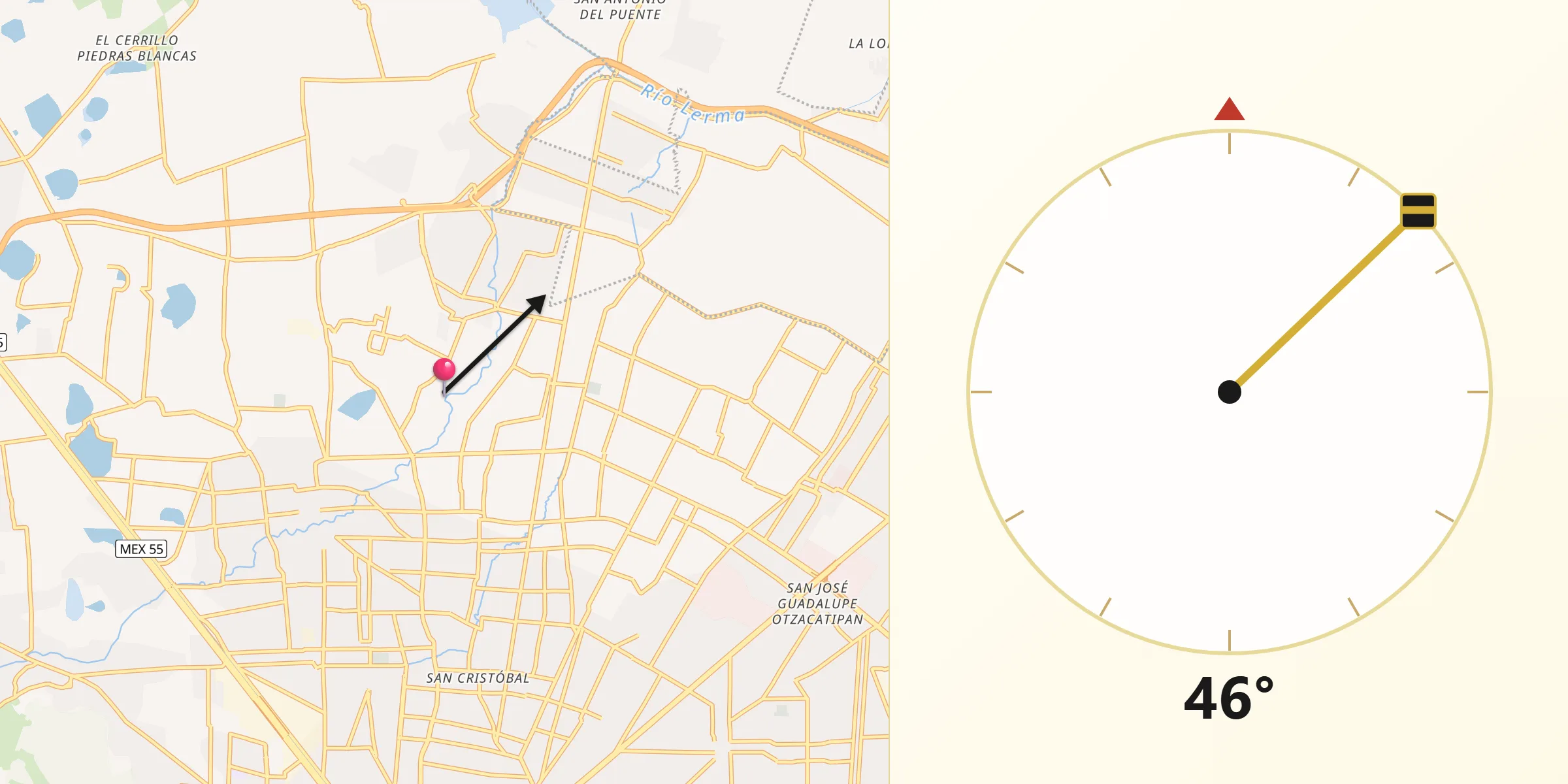 Dirección de la Qibla desde Jicaltepec Autopan