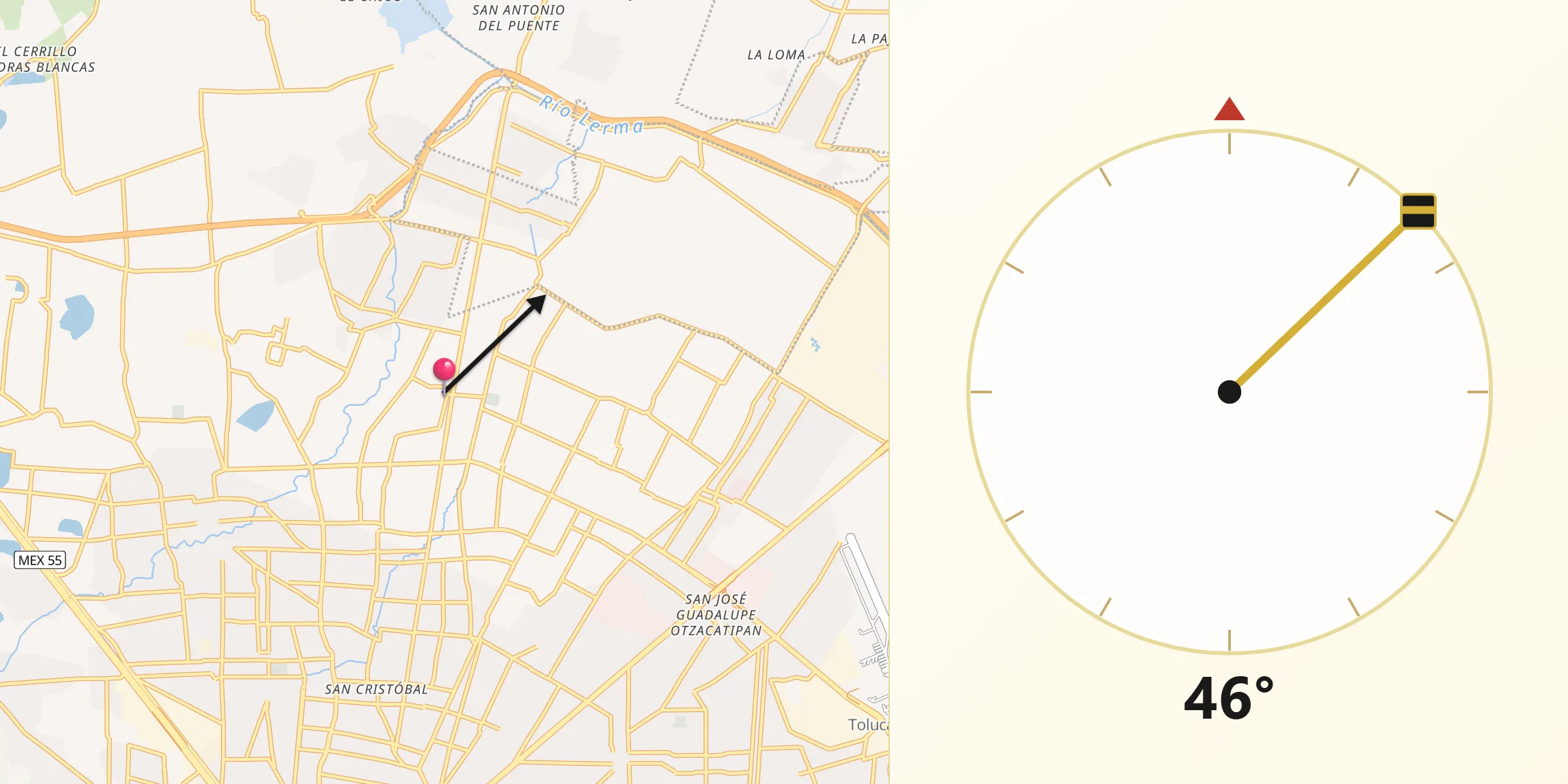 Dirección de la Qibla desde Jicaltepec Cuexcontitlán