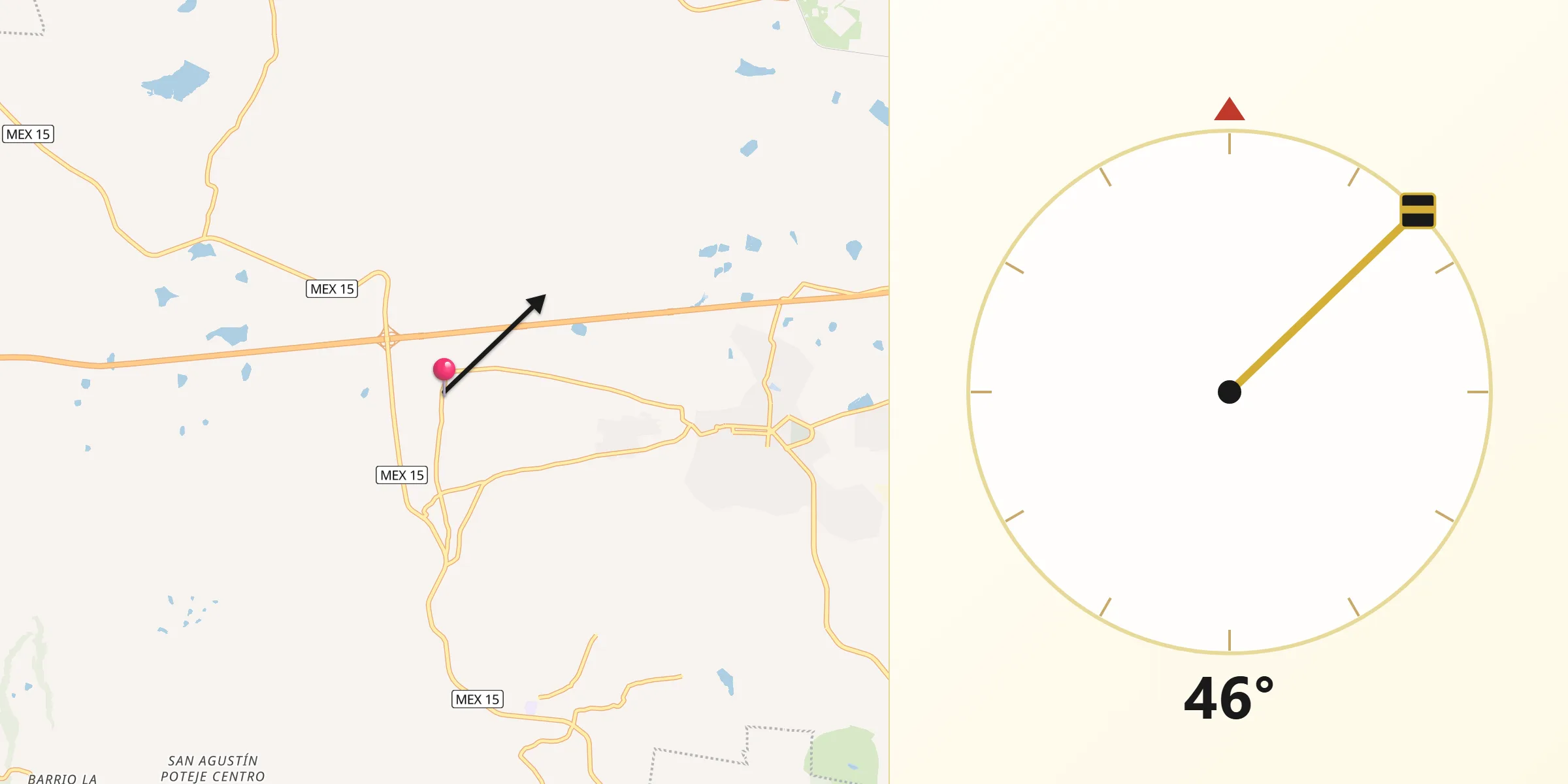 Dirección de la Qibla desde El Plan